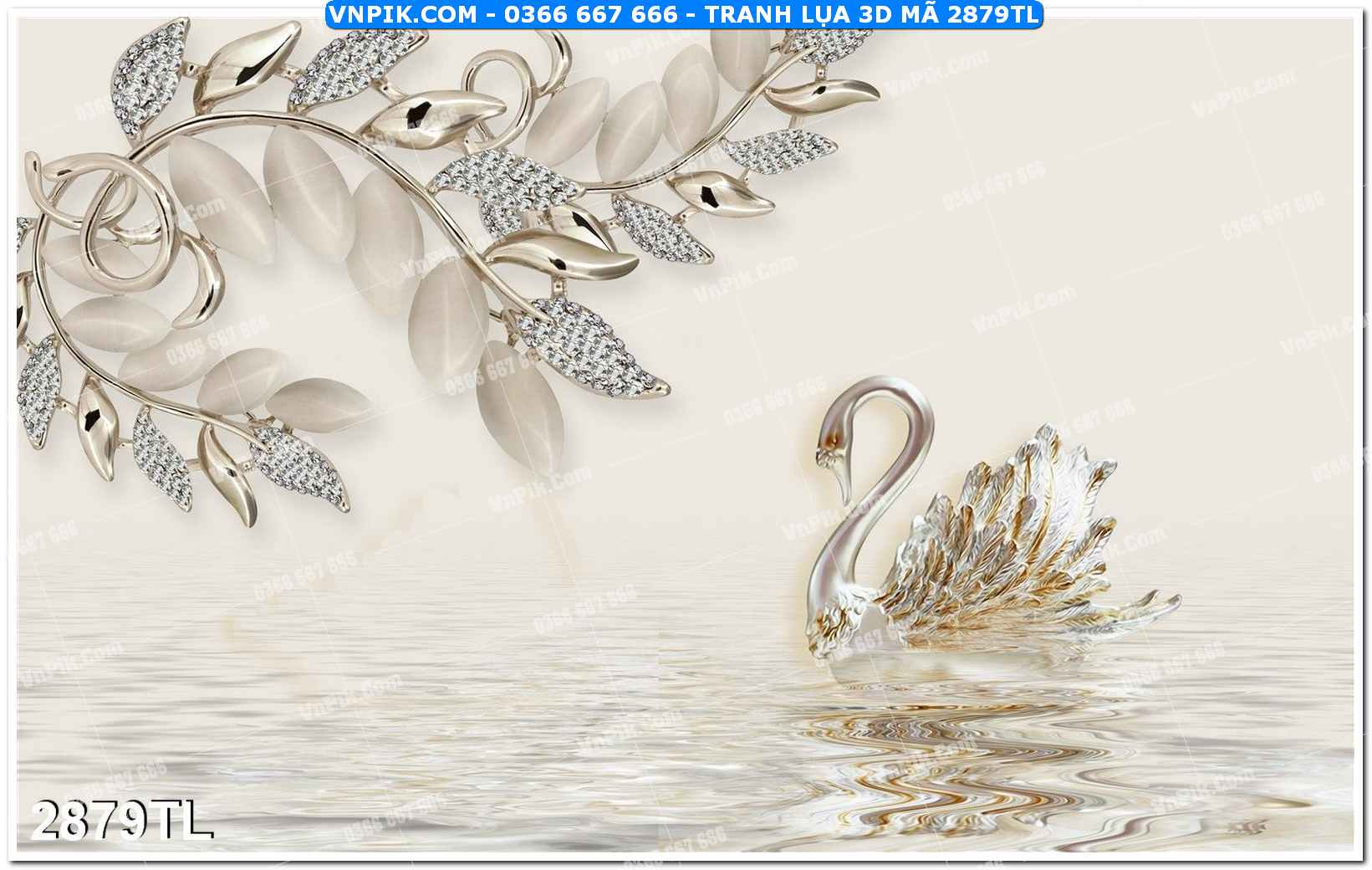 Tranh lụa 3D – Tranh trang trí dán tường 2879TL