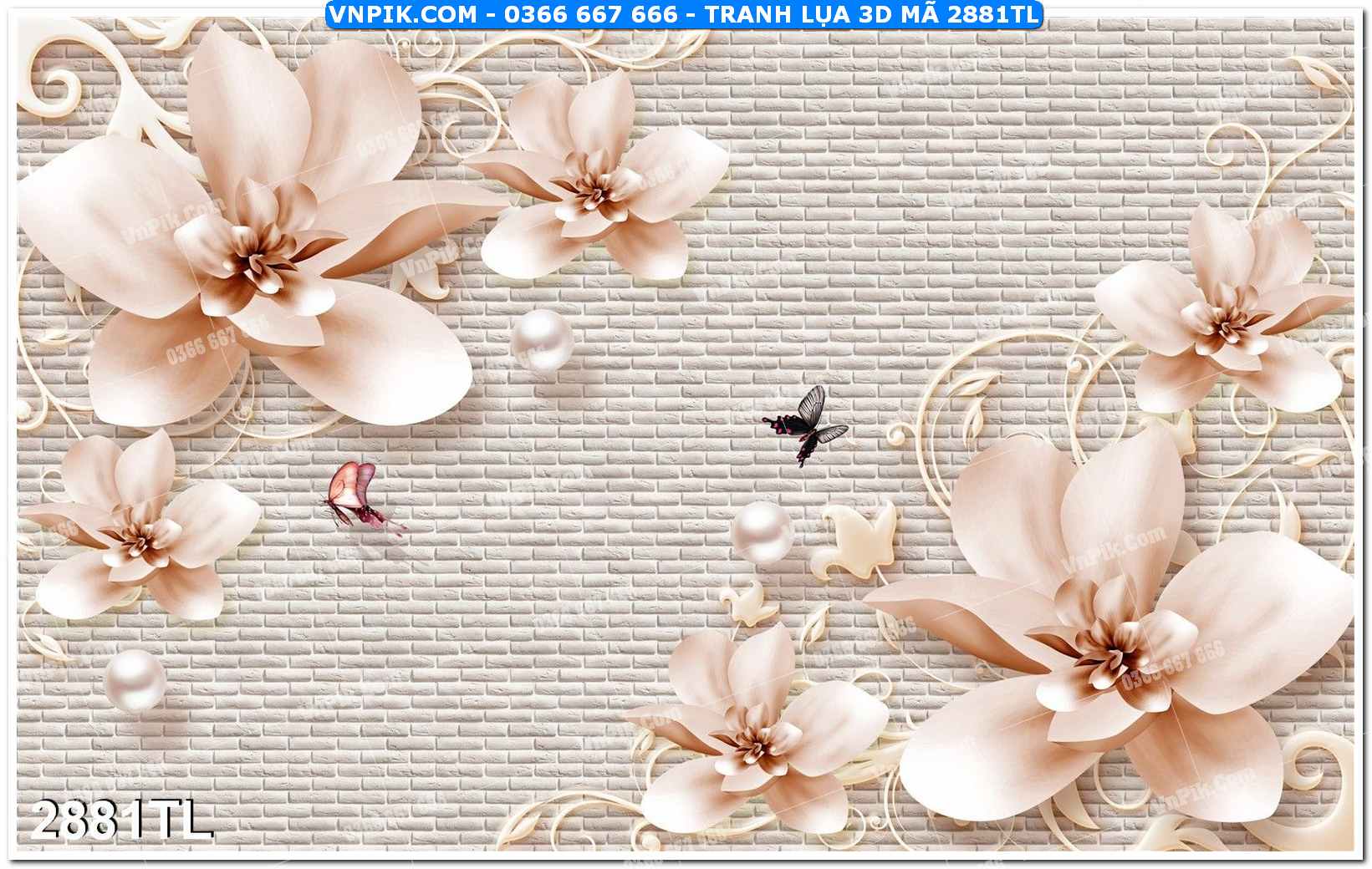 Tranh lụa 3D – Tranh trang trí dán tường 2881TL