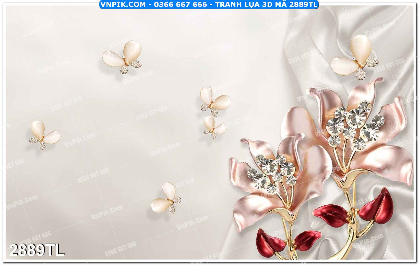 Tranh lụa 3D – Tranh trang trí dán tường 2889TL