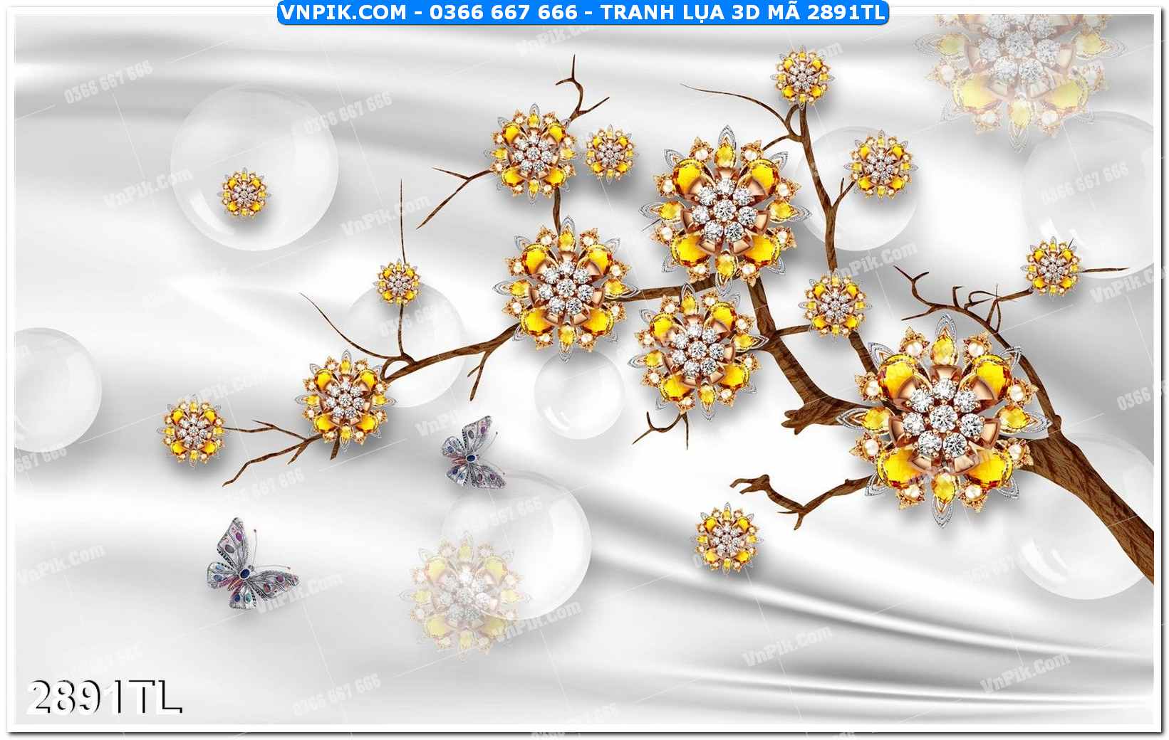 Tranh lụa 3D – Tranh trang trí dán tường 2891TL