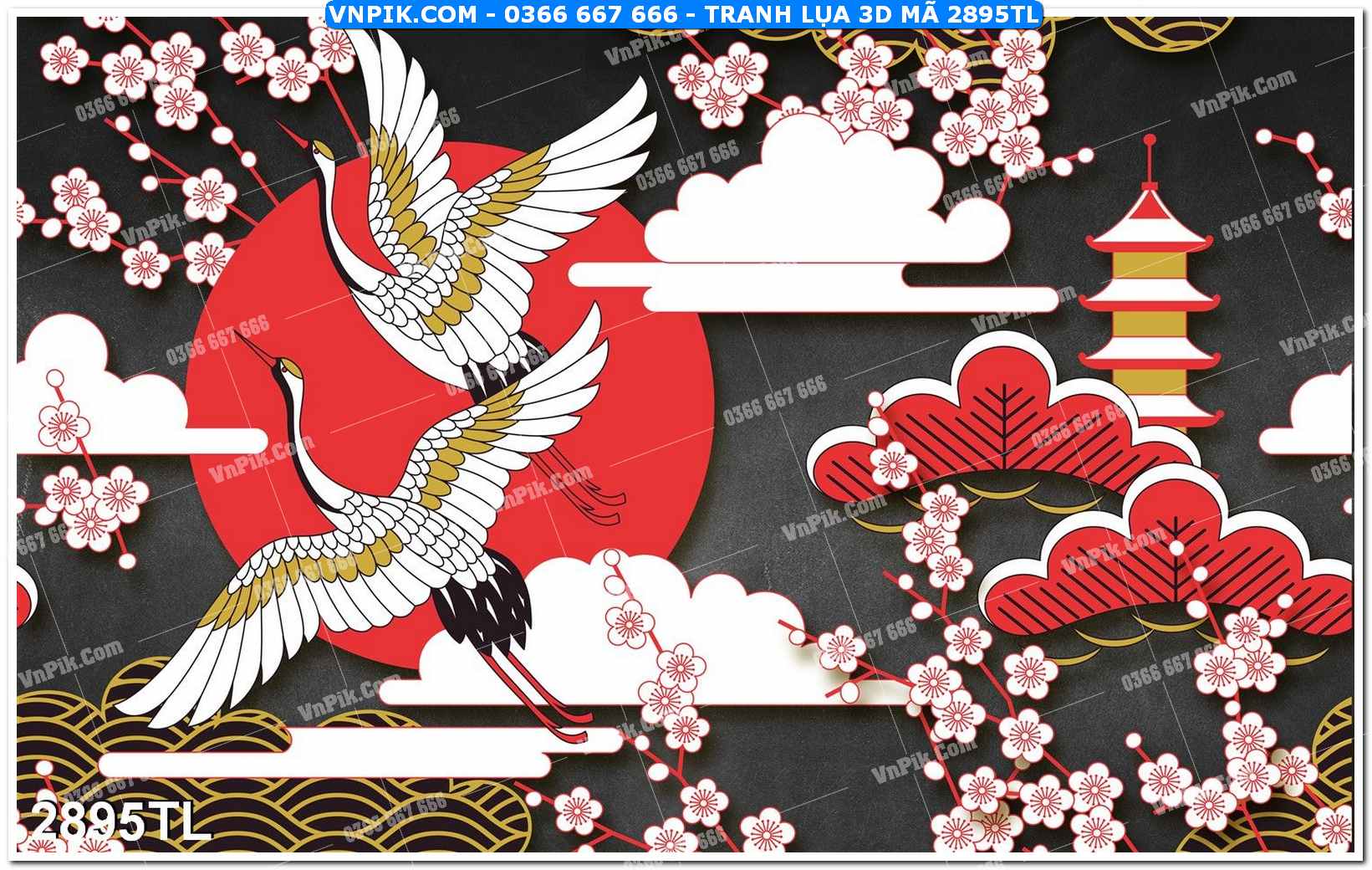 Tranh lụa 3D – Tranh trang trí dán tường 2895TL