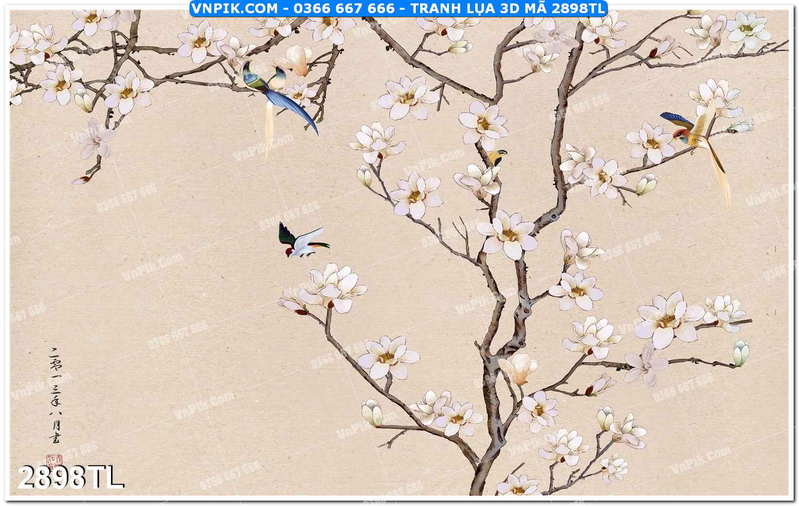 Tranh lụa 3D – Tranh trang trí dán tường 2898TL