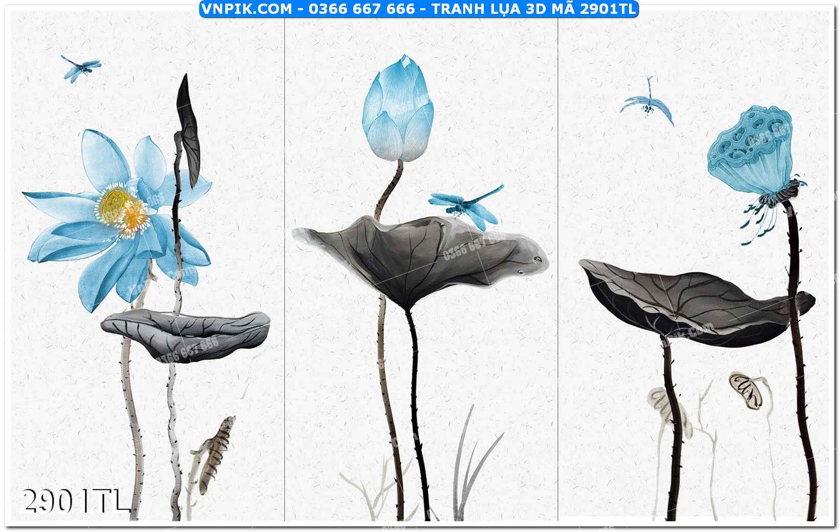 Tranh lụa 3D – Tranh trang trí dán tường 2901TL