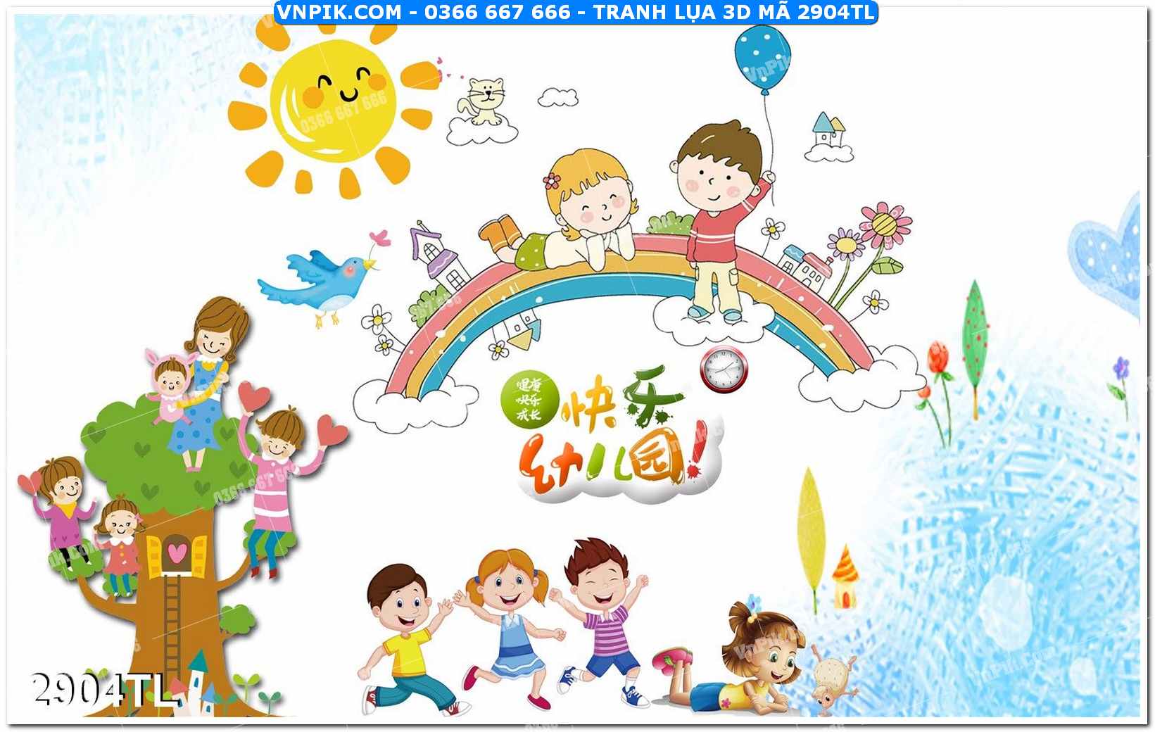 Tranh lụa 3D – Tranh trang trí dán tường 2904TL