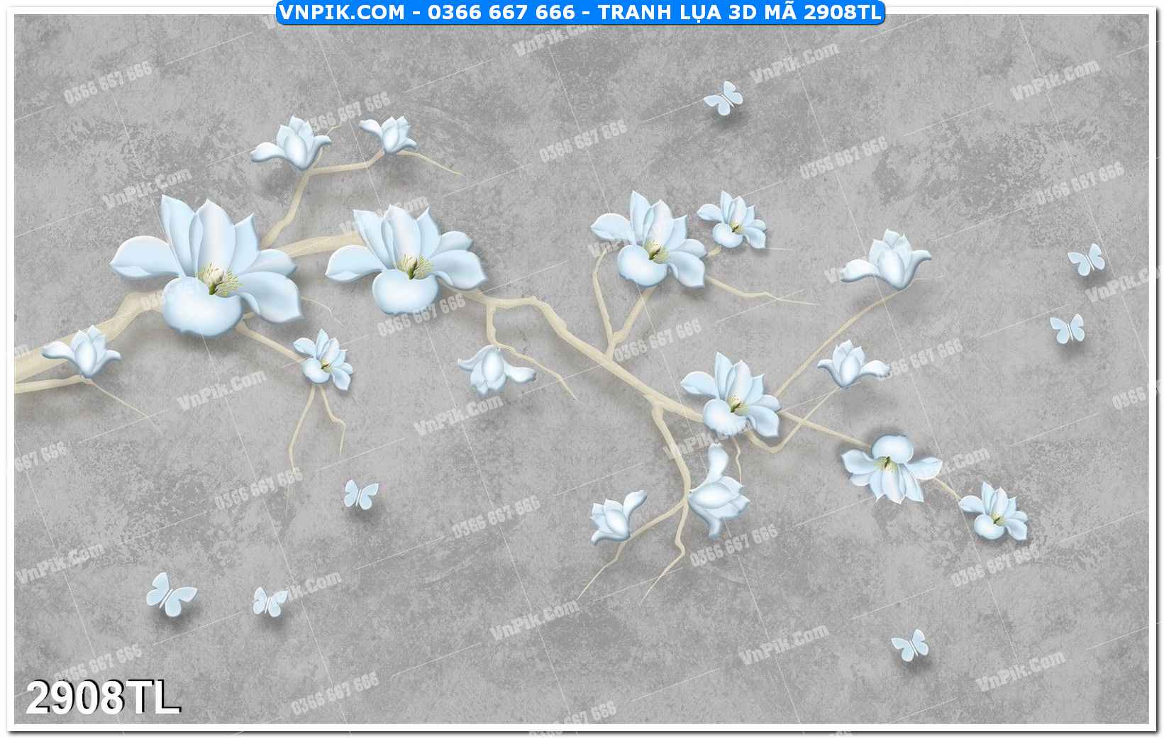 Tranh lụa 3D – Tranh trang trí dán tường 2908TL