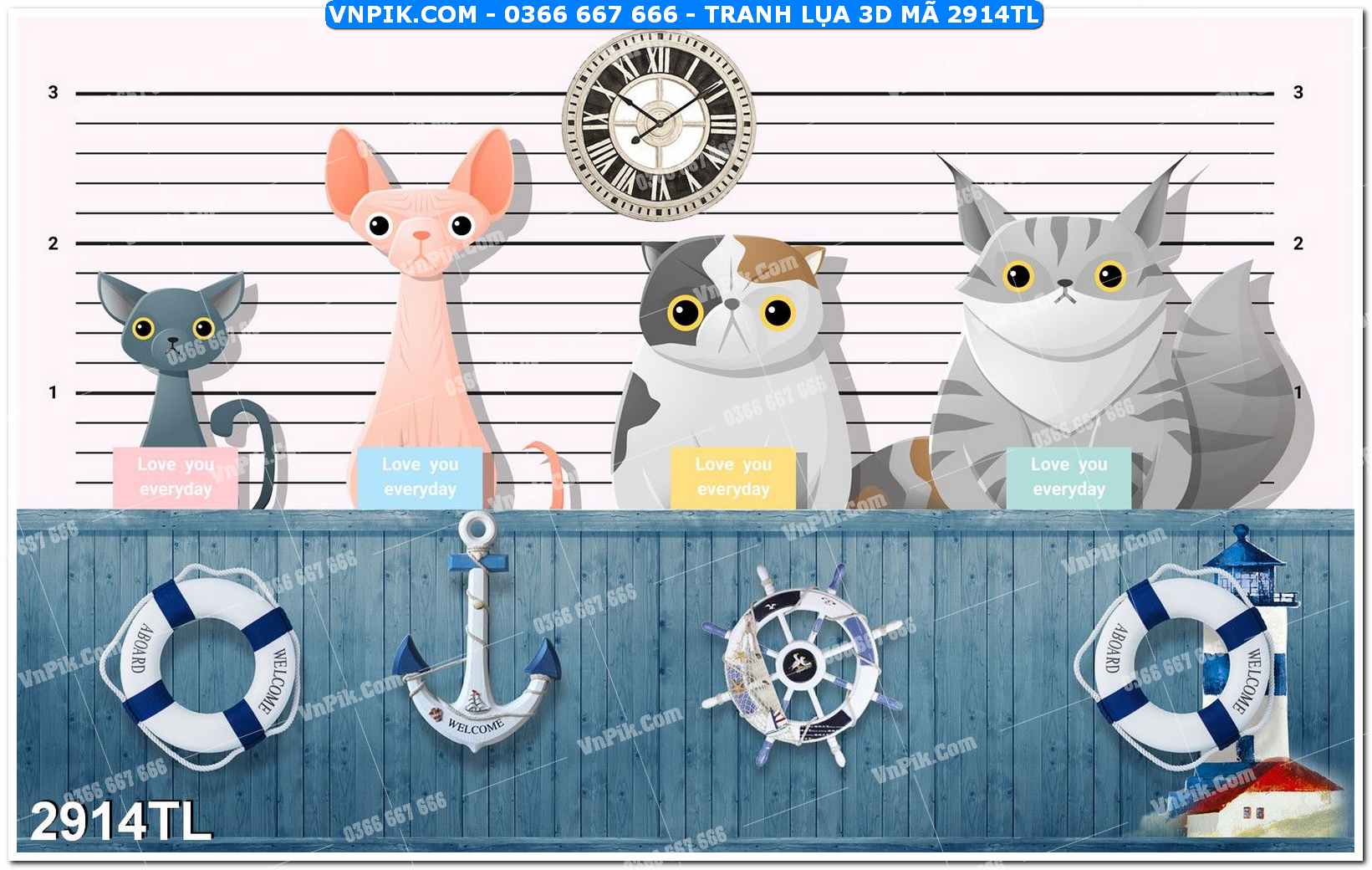 Tranh lụa 3D – Tranh trang trí dán tường 2914TL