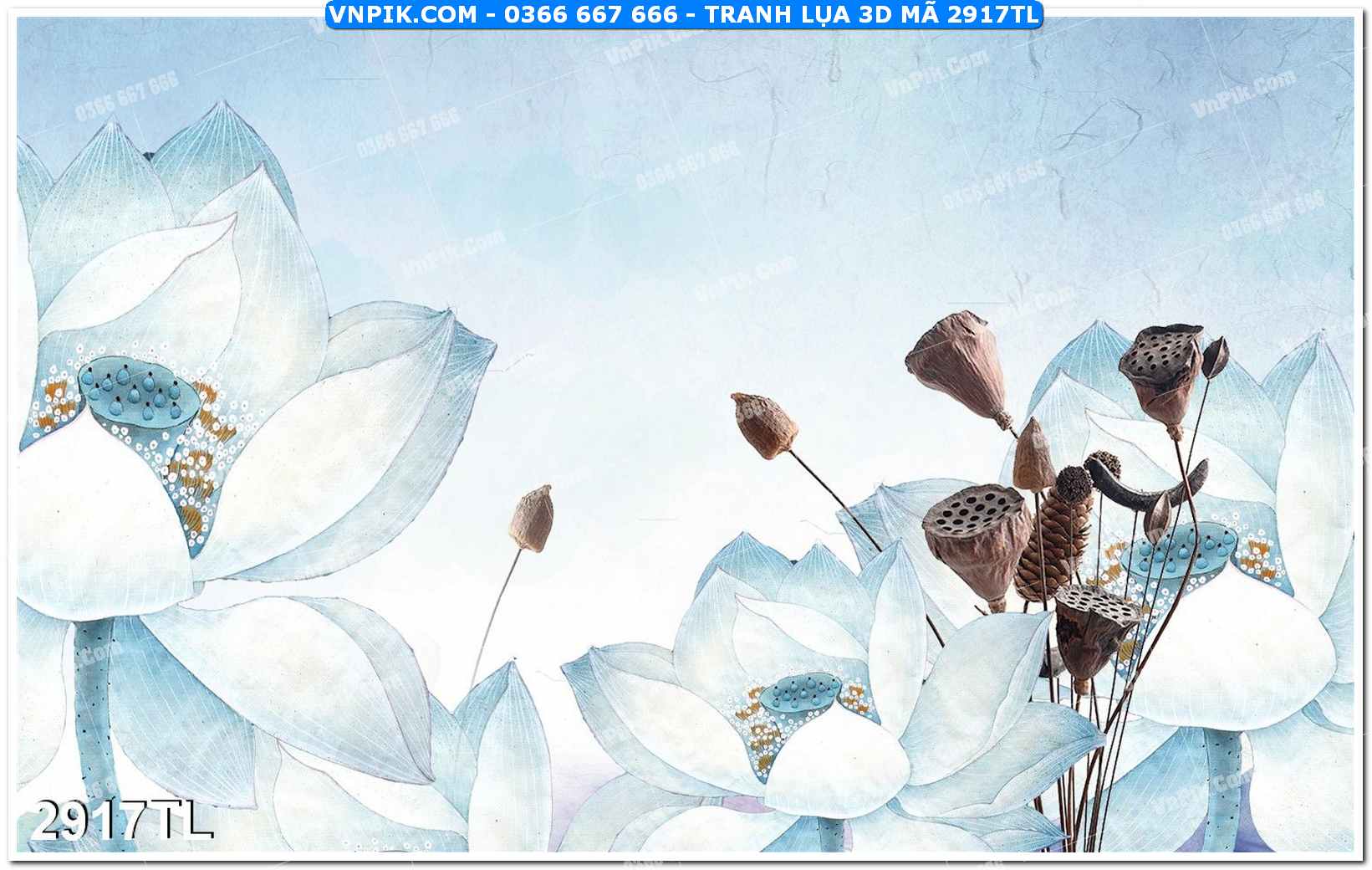 Tranh lụa 3D – Tranh trang trí dán tường 2917TL