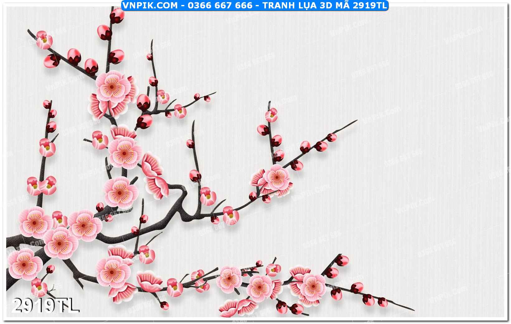 Tranh lụa 3D – Tranh trang trí dán tường 2919TL