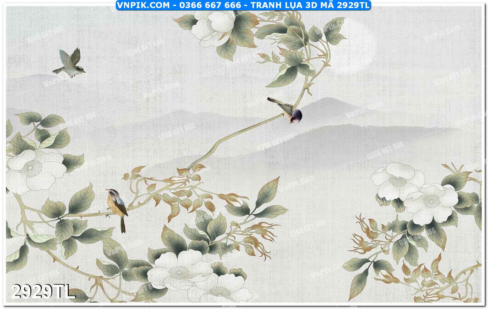 Tranh lụa 3D – Tranh trang trí dán tường 2929TL