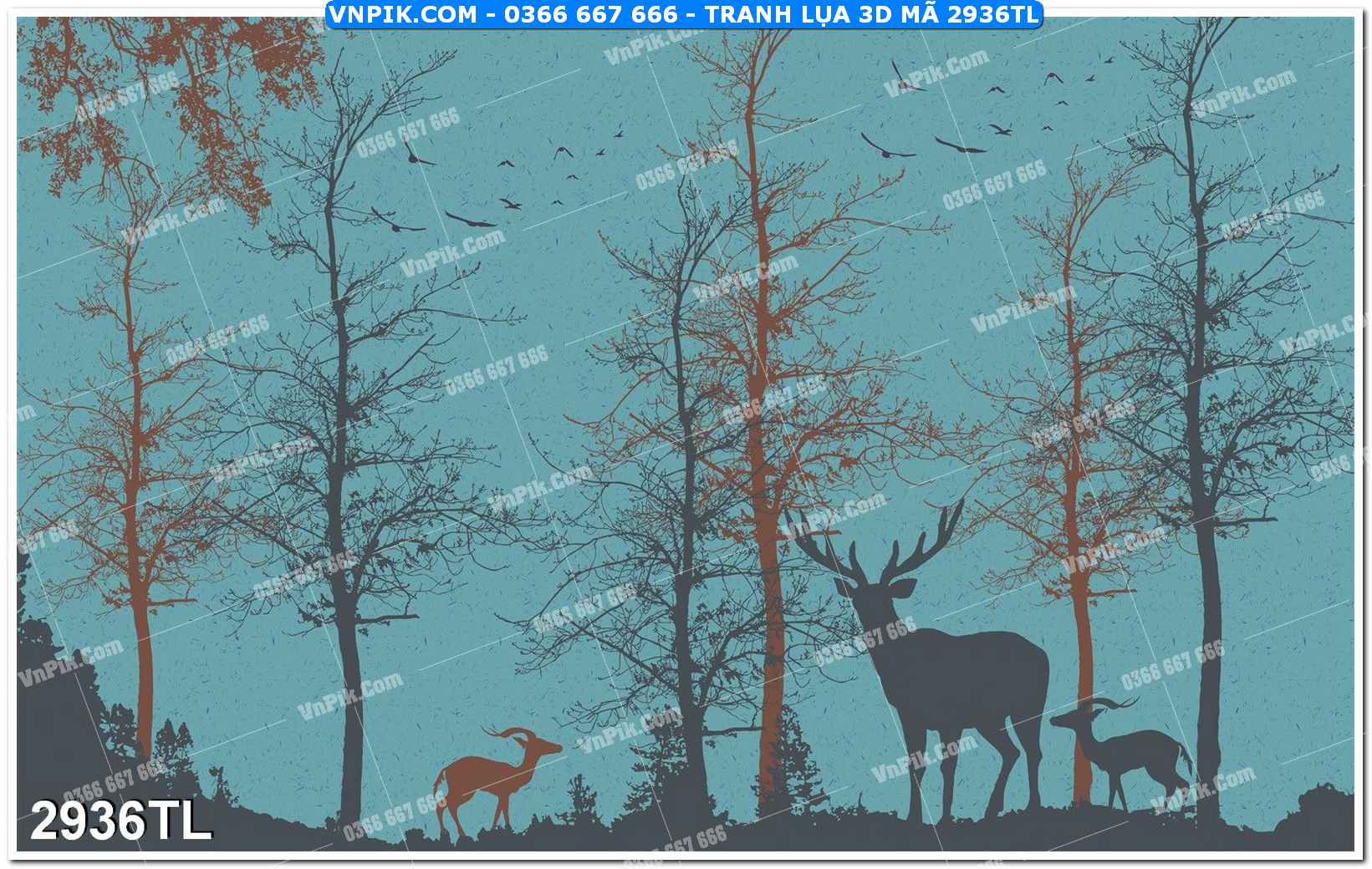 Tranh lụa 3D – Tranh trang trí dán tường 2936TL