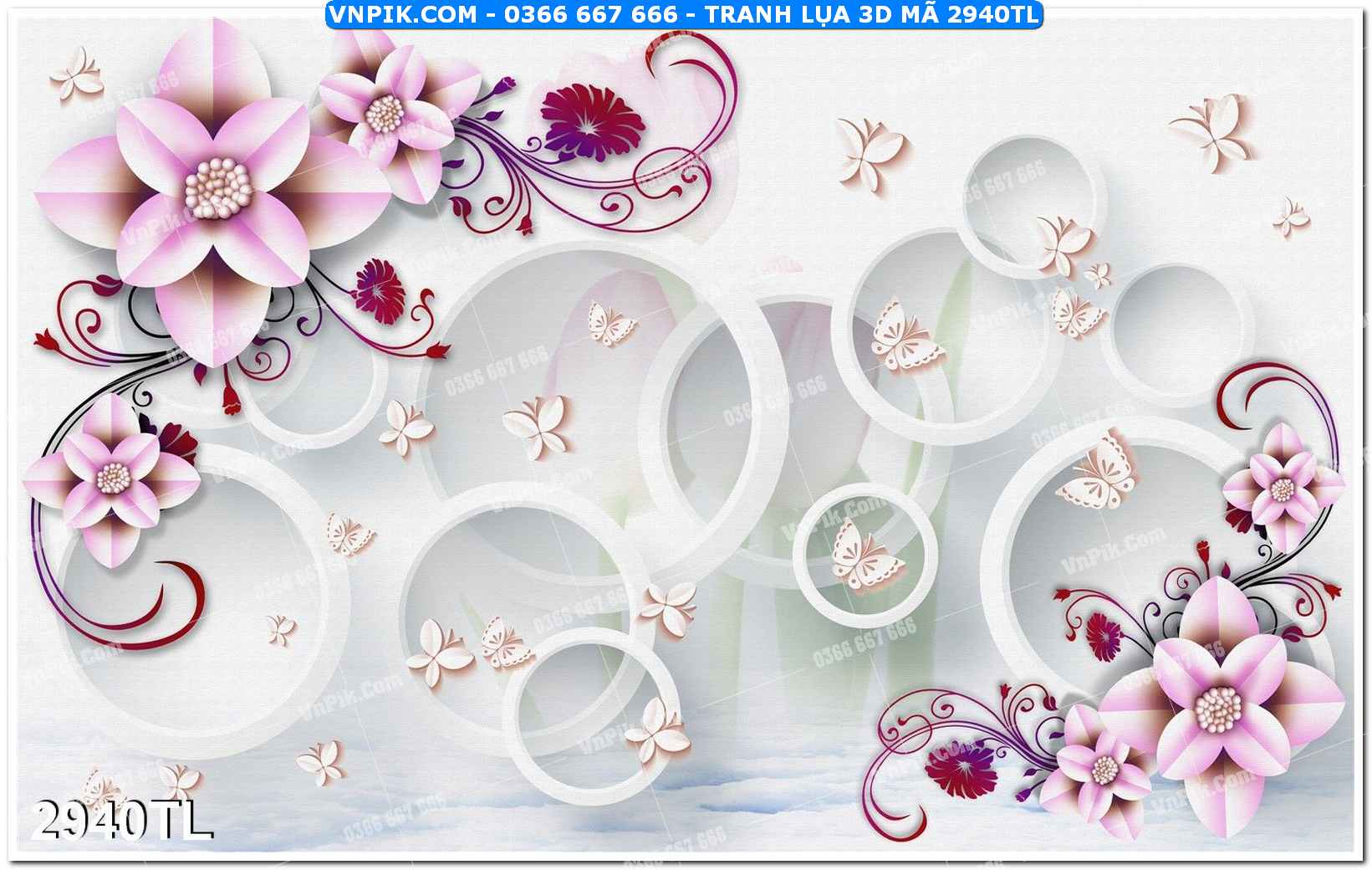 Tranh lụa 3D – Tranh trang trí dán tường 2940TL