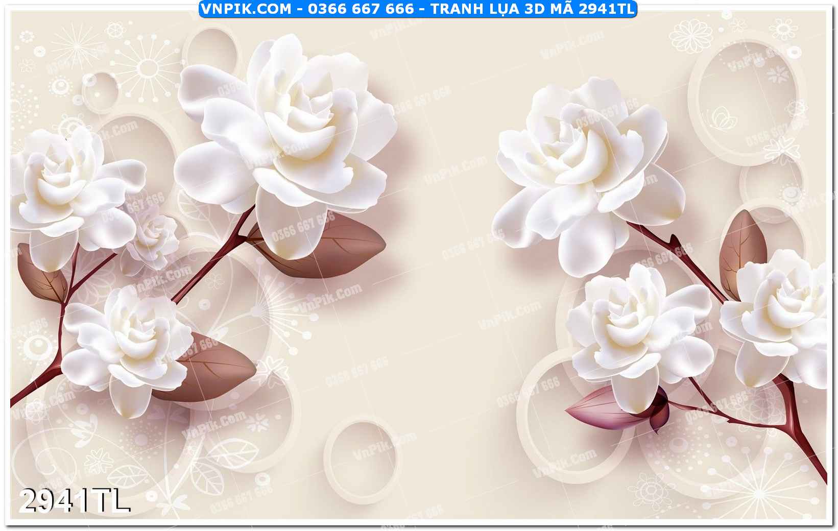 Tranh lụa 3D – Tranh trang trí dán tường 2941TL