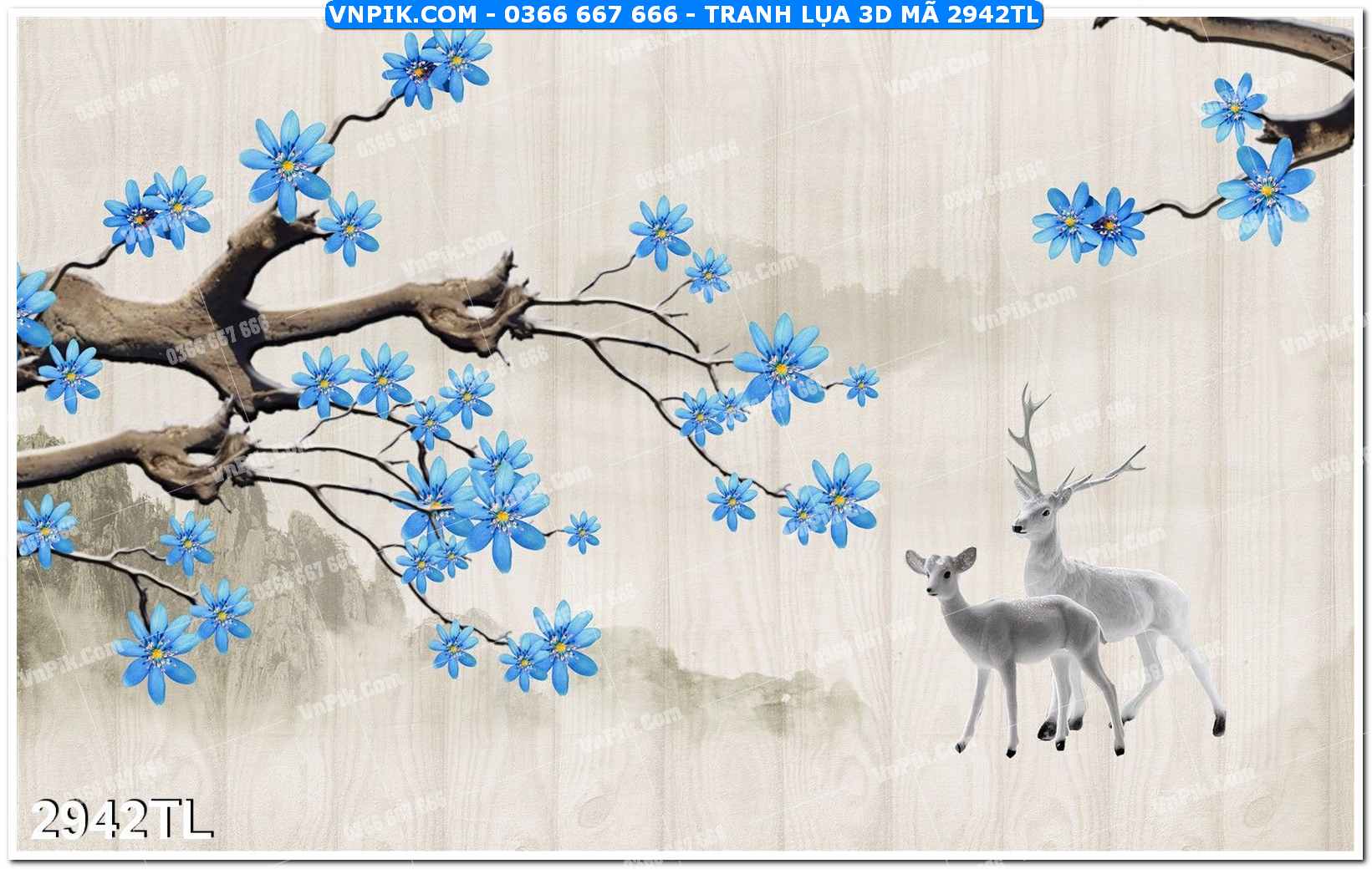 Tranh lụa 3D – Tranh trang trí dán tường 2942TL