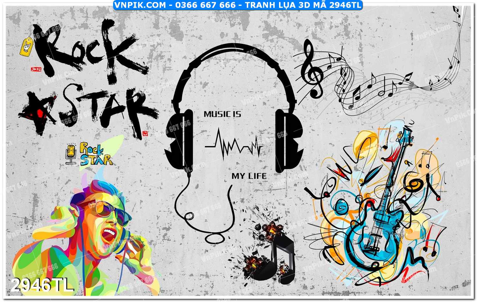 Tranh lụa 3D – Tranh trang trí dán tường 2946TL