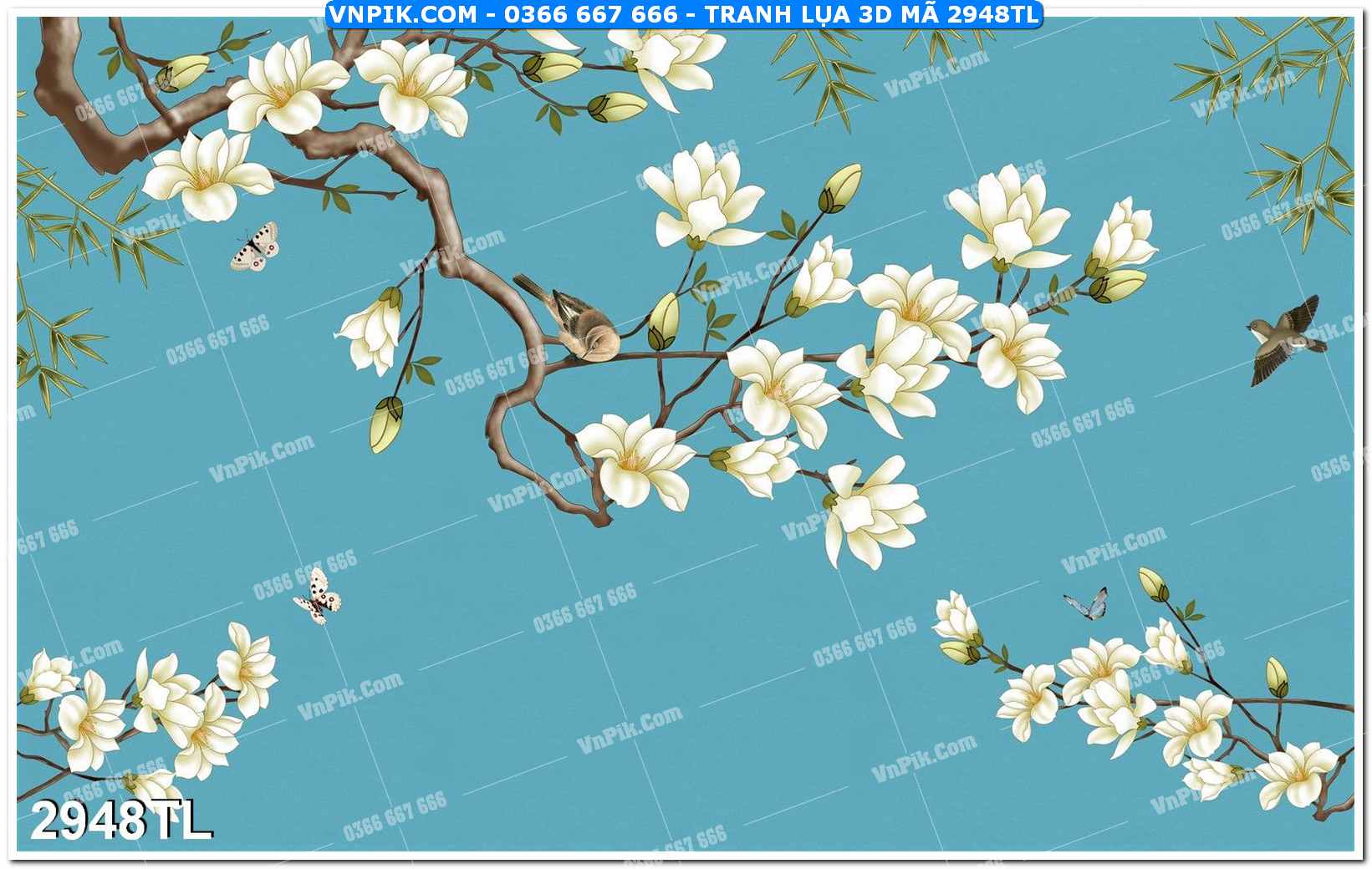 Tranh lụa 3D – Tranh trang trí dán tường 2948TL