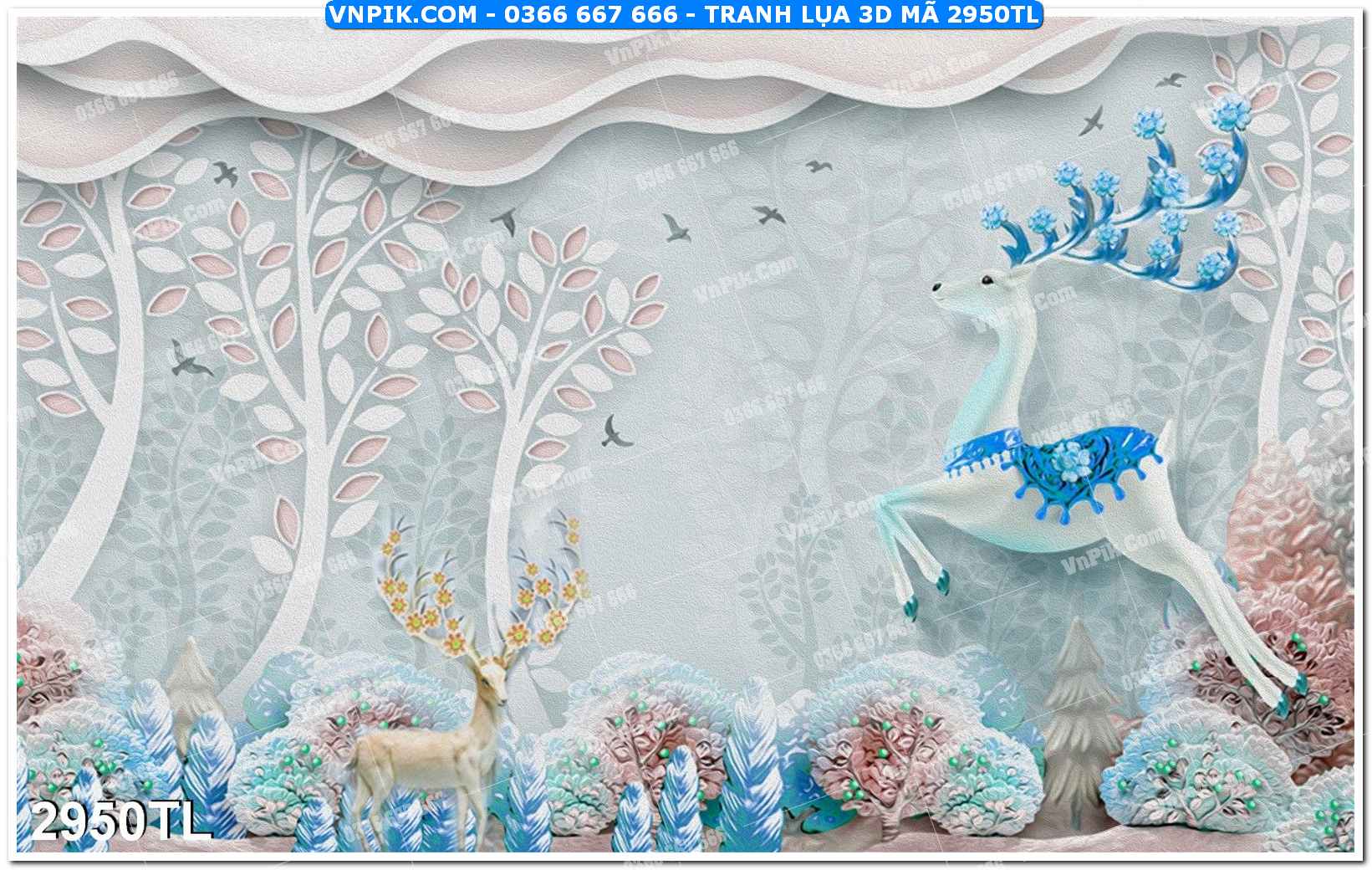 Tranh lụa 3D – Tranh trang trí dán tường 2950TL