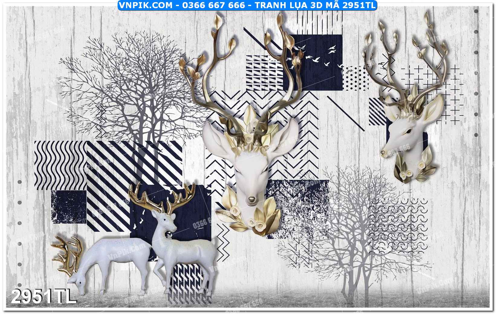 Tranh lụa 3D – Tranh trang trí dán tường 2951TL