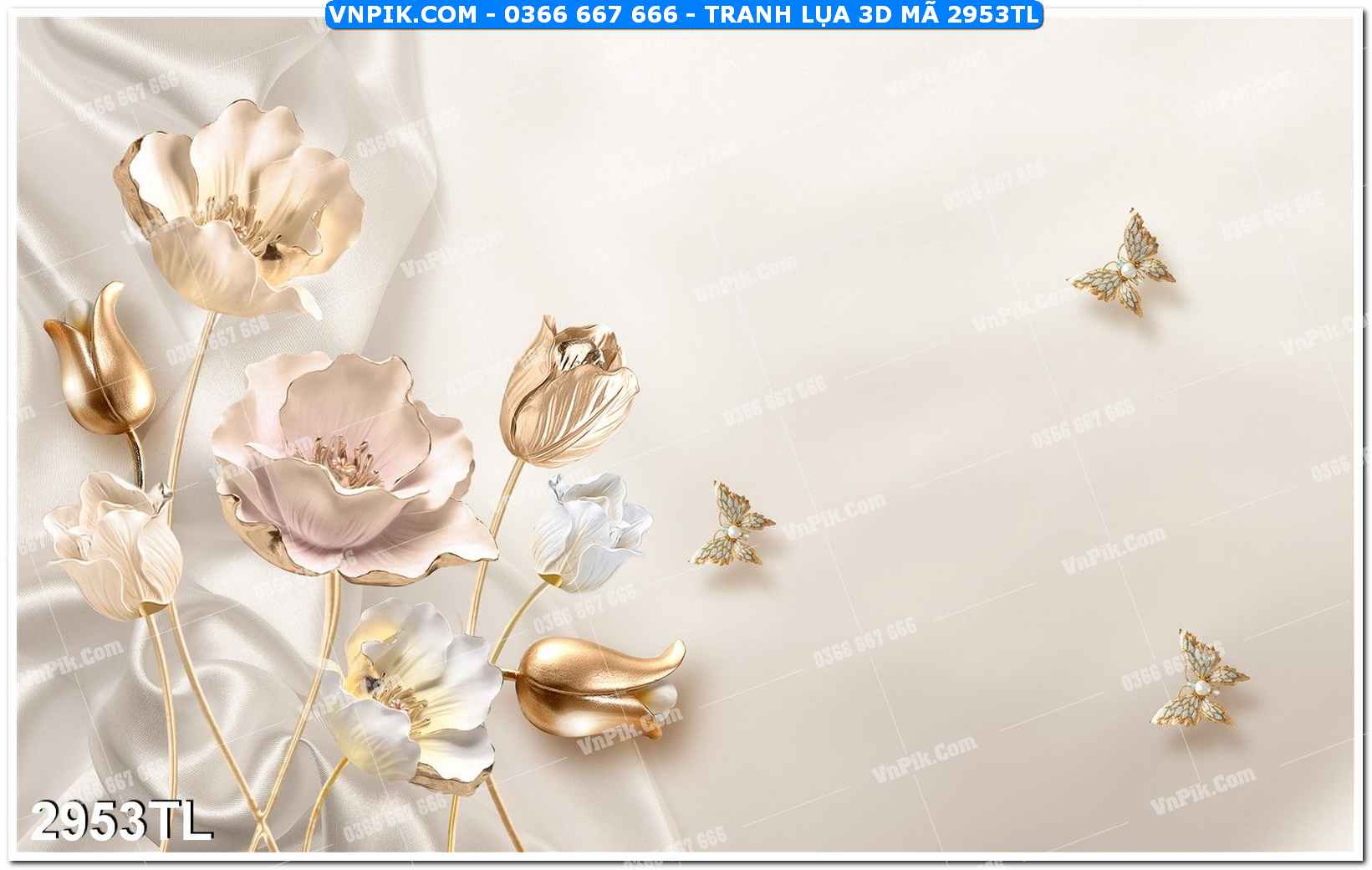 Tranh lụa 3D – Tranh trang trí dán tường 2953TL