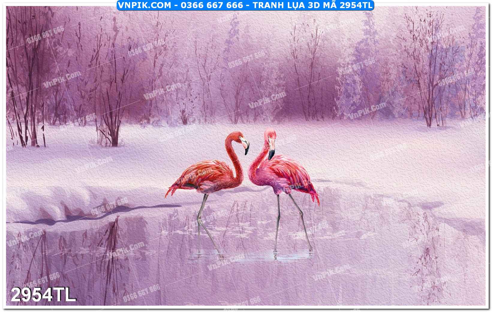 Tranh lụa 3D – Tranh trang trí dán tường 2954TL