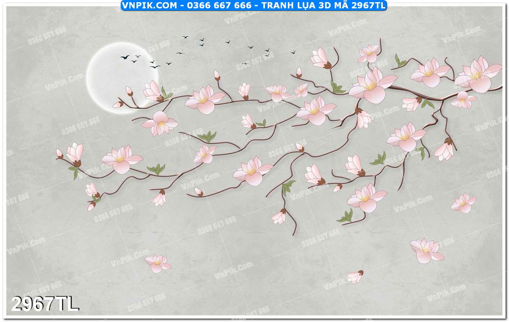 Tranh lụa 3D – Tranh trang trí dán tường 2967TL