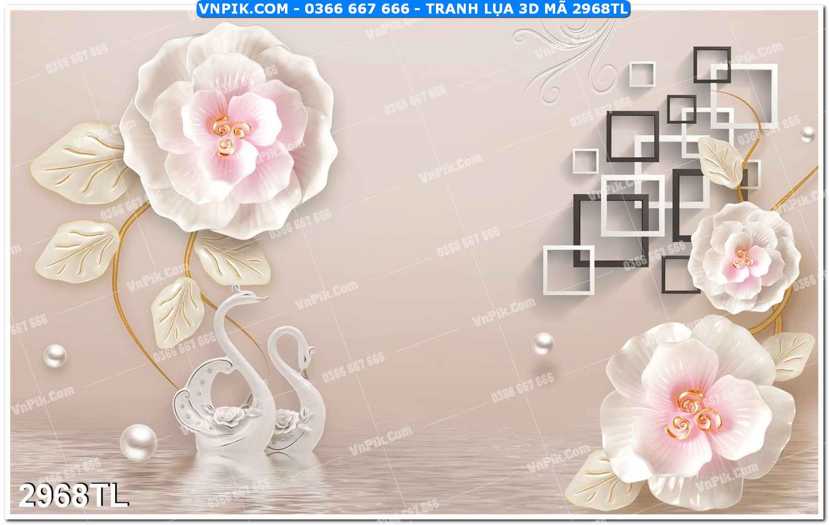 Tranh lụa 3D – Tranh trang trí dán tường 2968TL