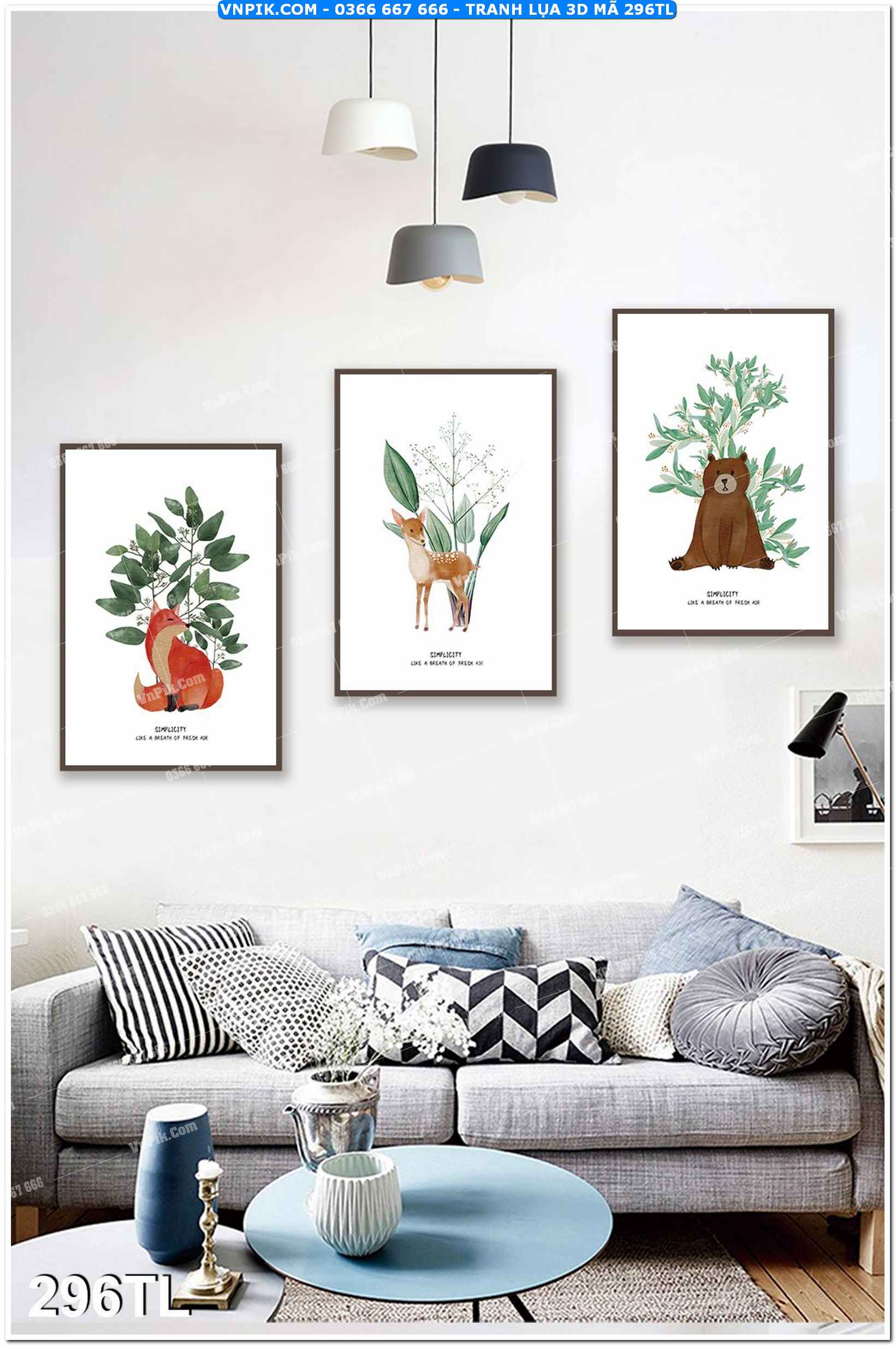 Tranh lụa 3D – Tranh trang trí dán tường 296TL