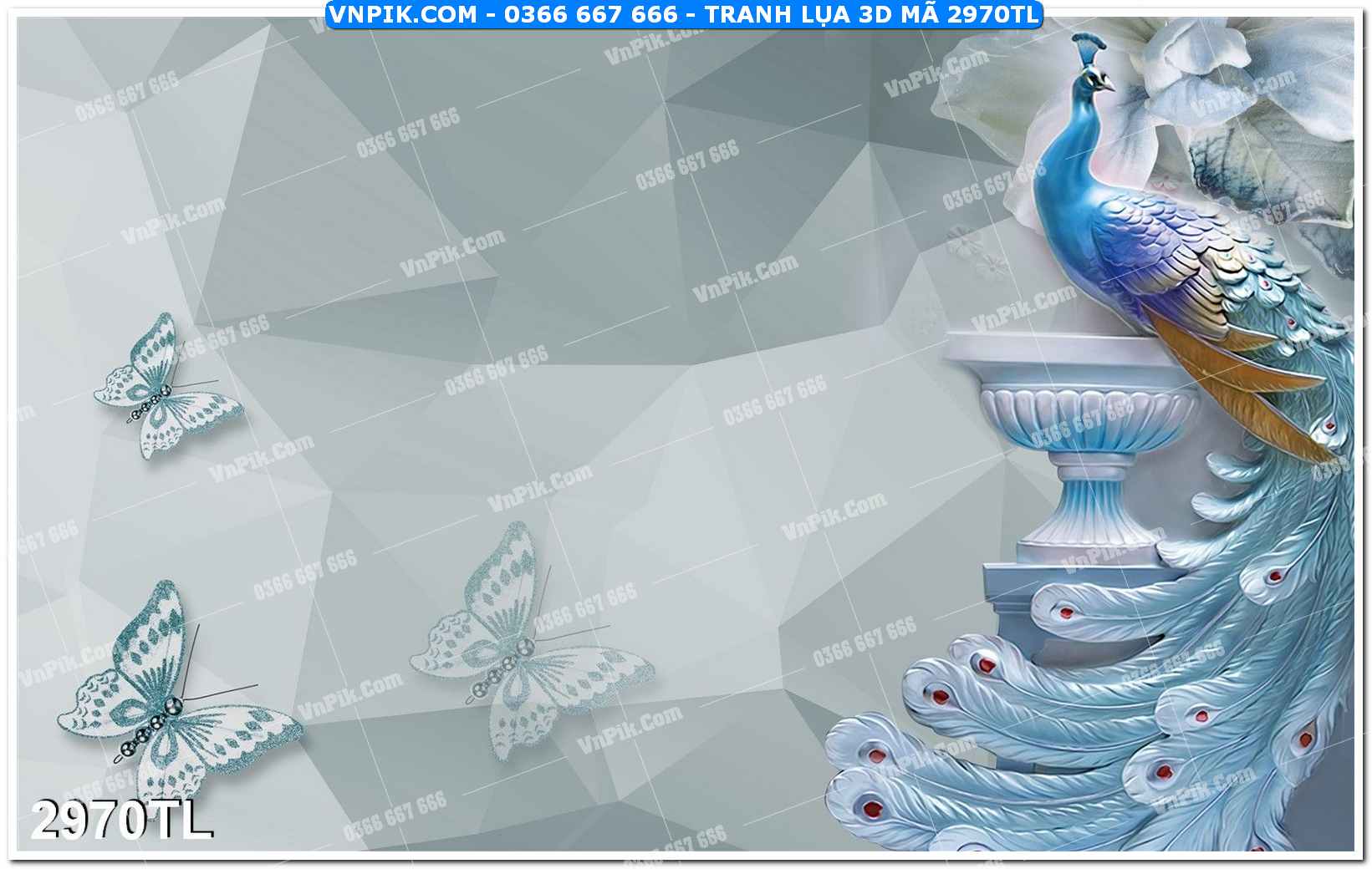 Tranh lụa 3D – Tranh trang trí dán tường 2970TL