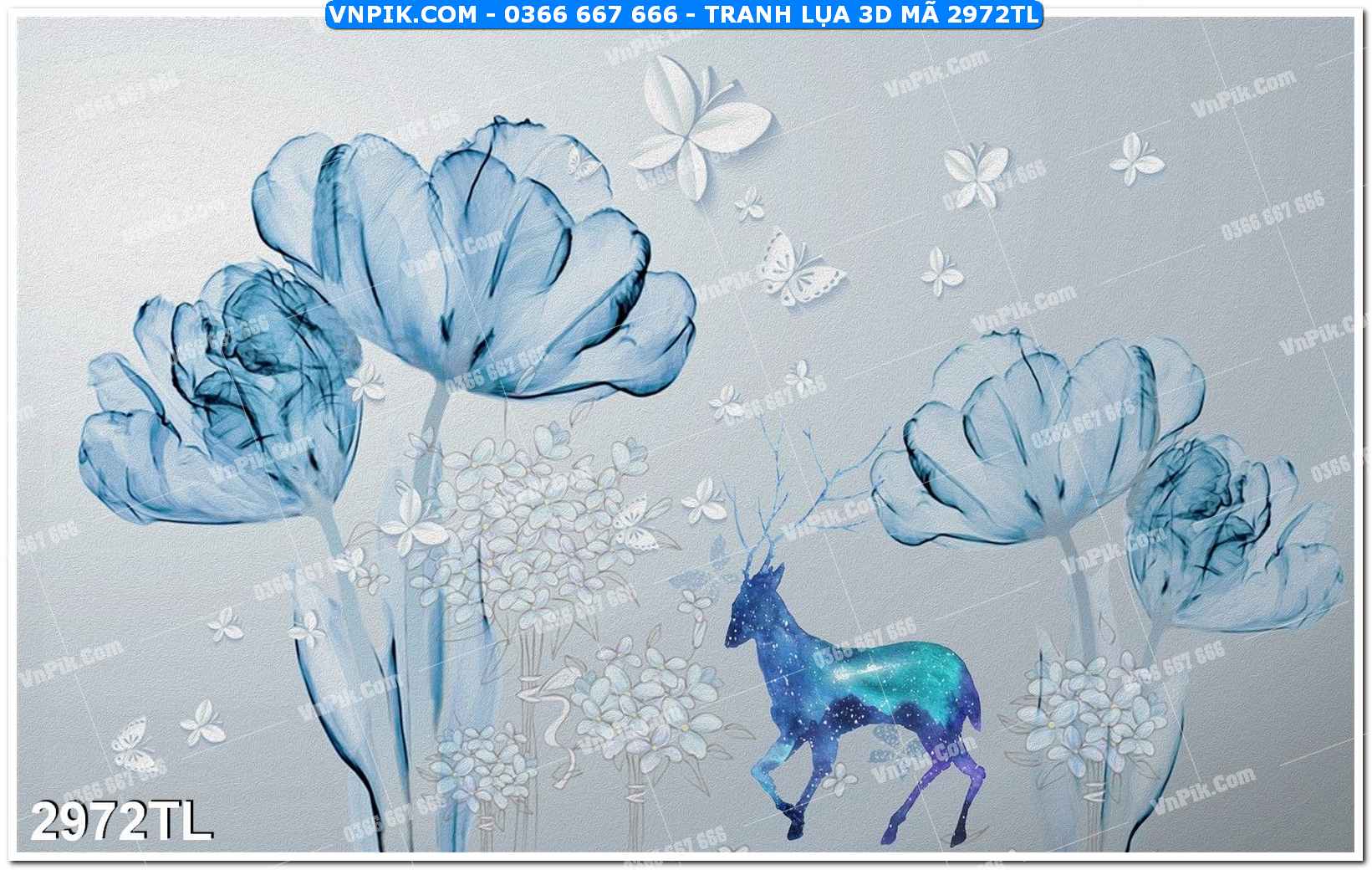 Tranh lụa 3D – Tranh trang trí dán tường 2972TL