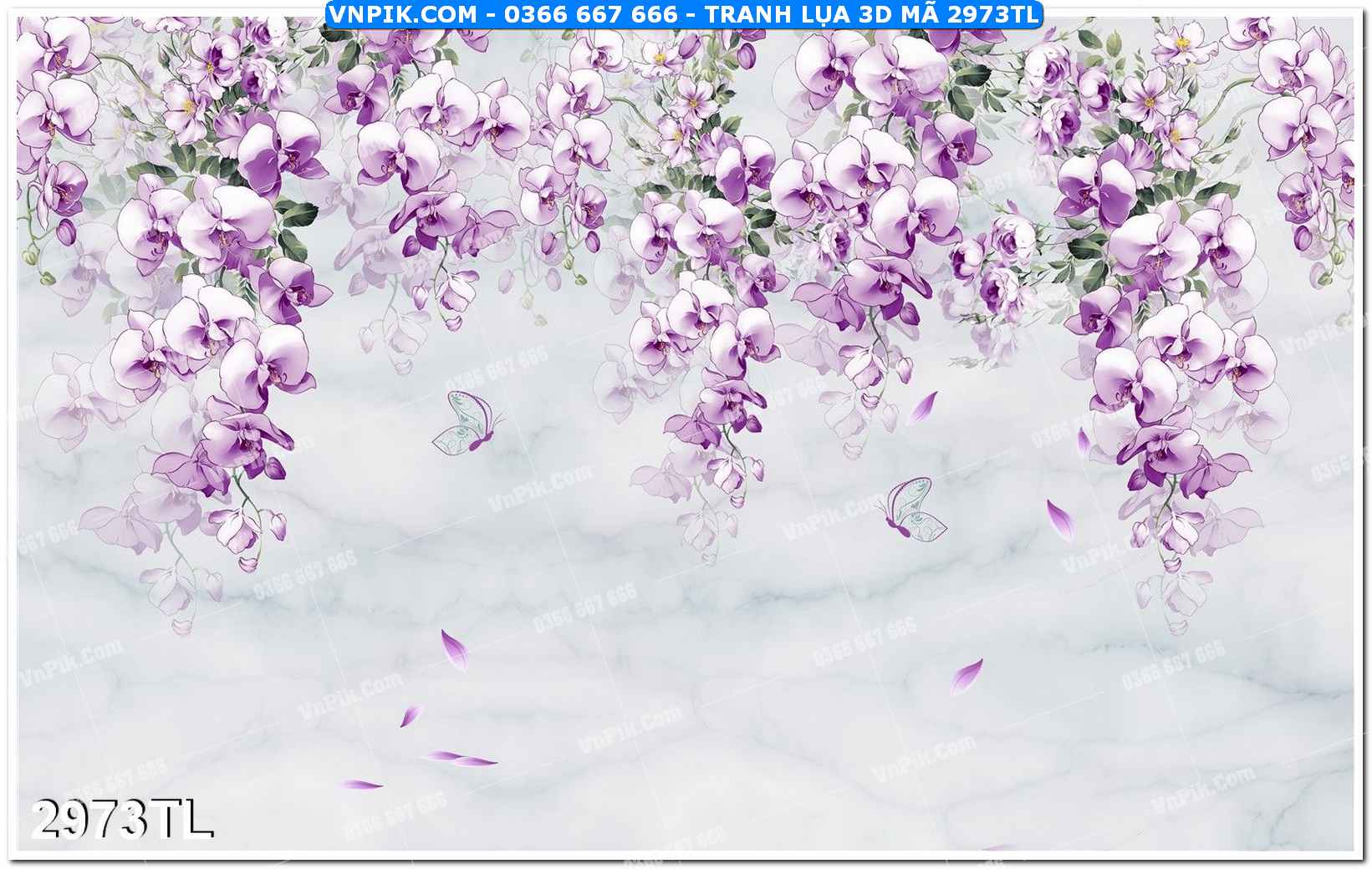 Tranh lụa 3D – Tranh trang trí dán tường 2973TL