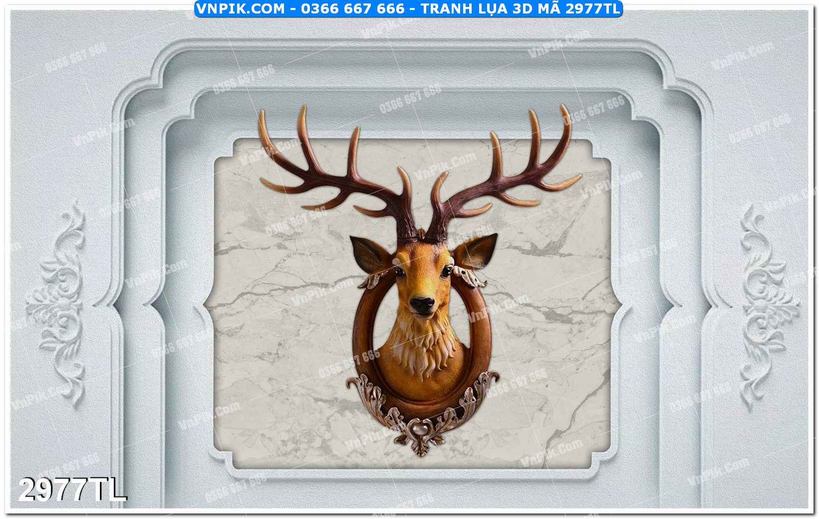 Tranh lụa 3D – Tranh trang trí dán tường 2977TL