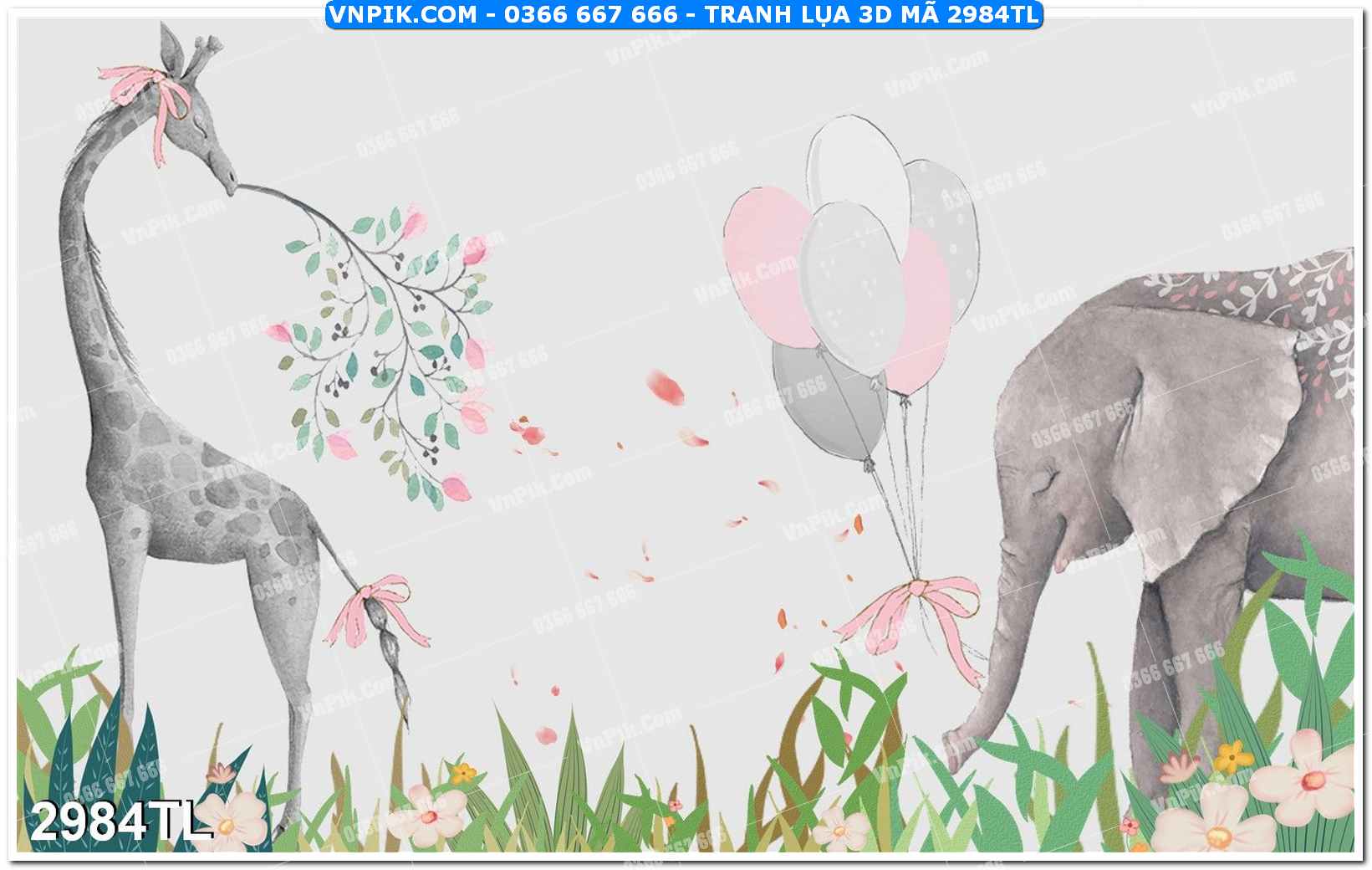 Tranh lụa 3D – Tranh trang trí dán tường 2984TL