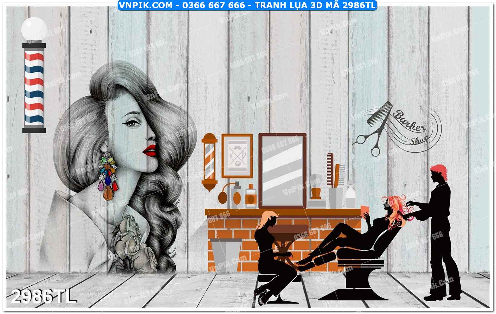 Tranh lụa 3D – Tranh trang trí dán tường 2986TL