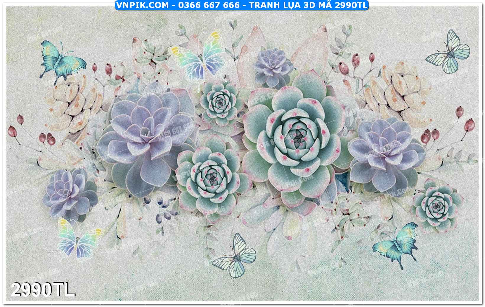 Tranh lụa 3D – Tranh trang trí dán tường 2990TL