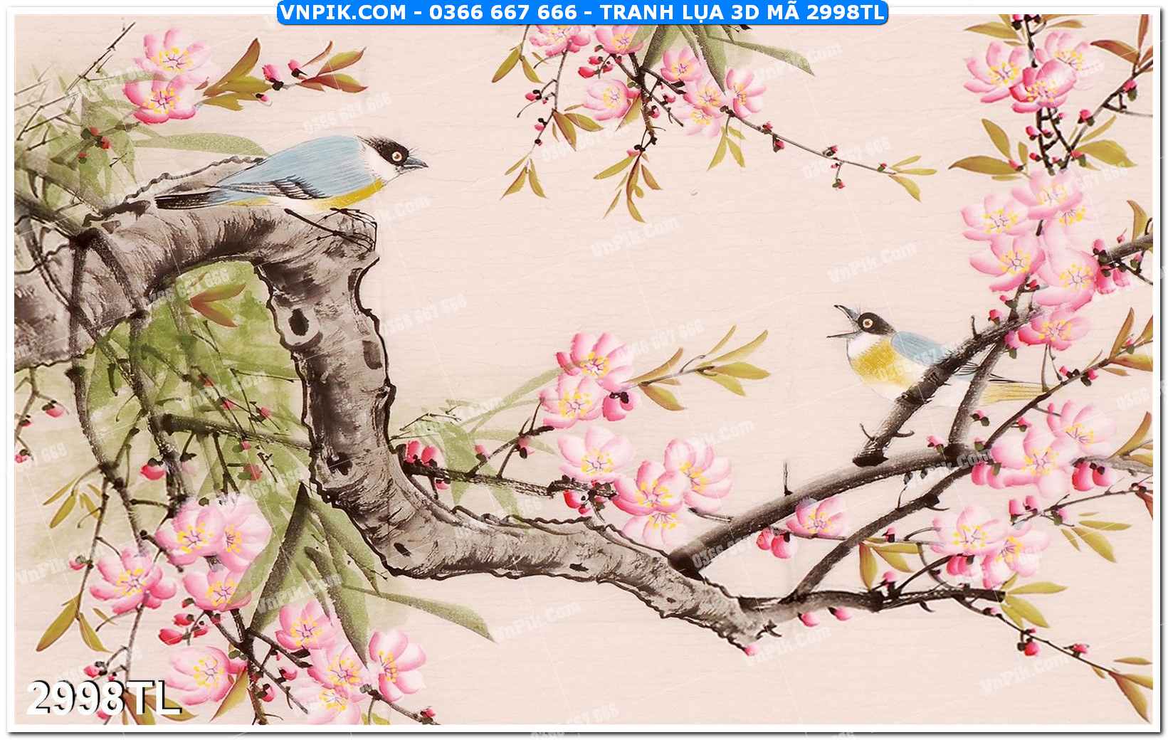 Tranh lụa 3D – Tranh trang trí dán tường 2998TL