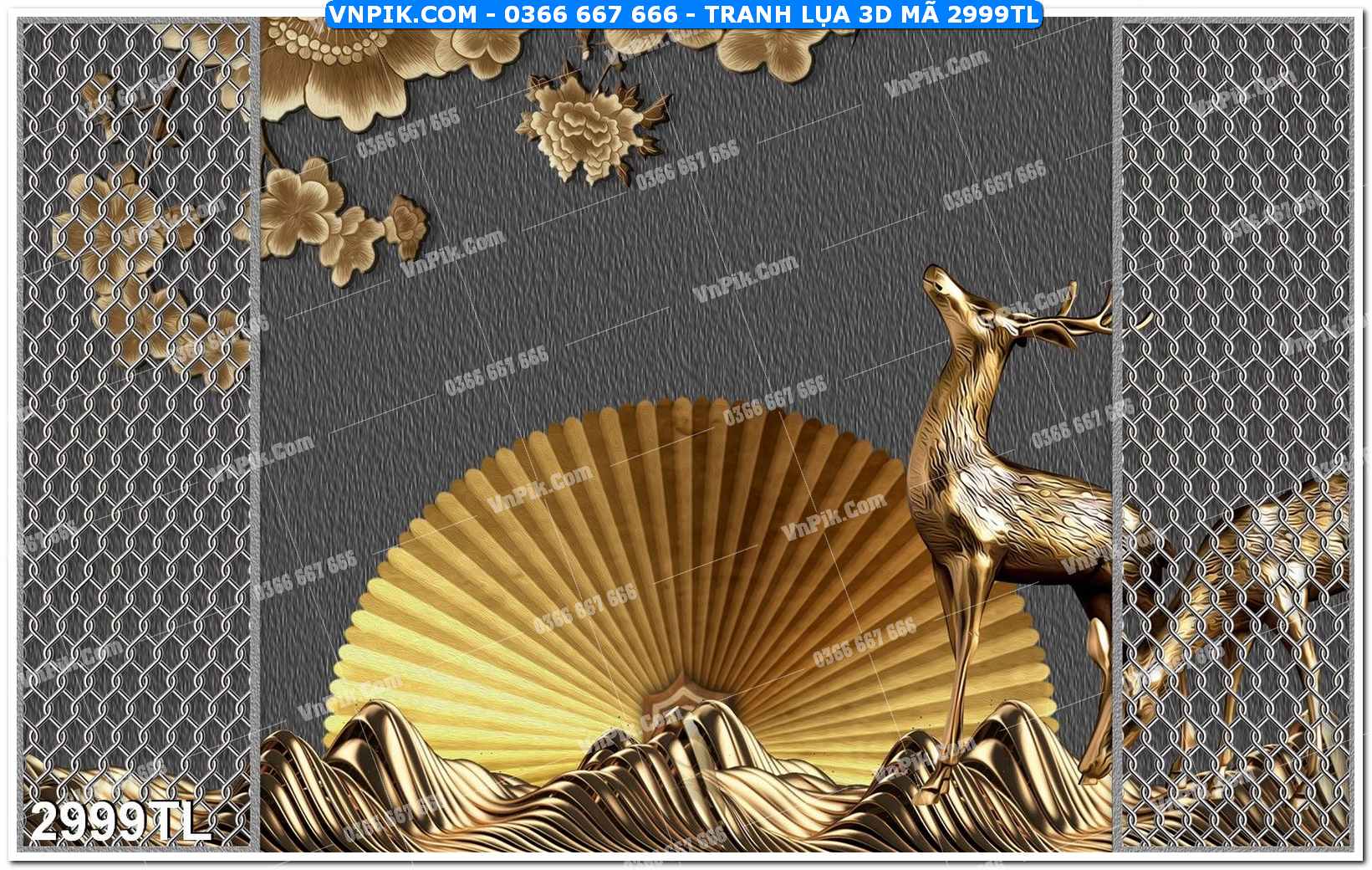 Tranh lụa 3D – Tranh trang trí dán tường 2999TL