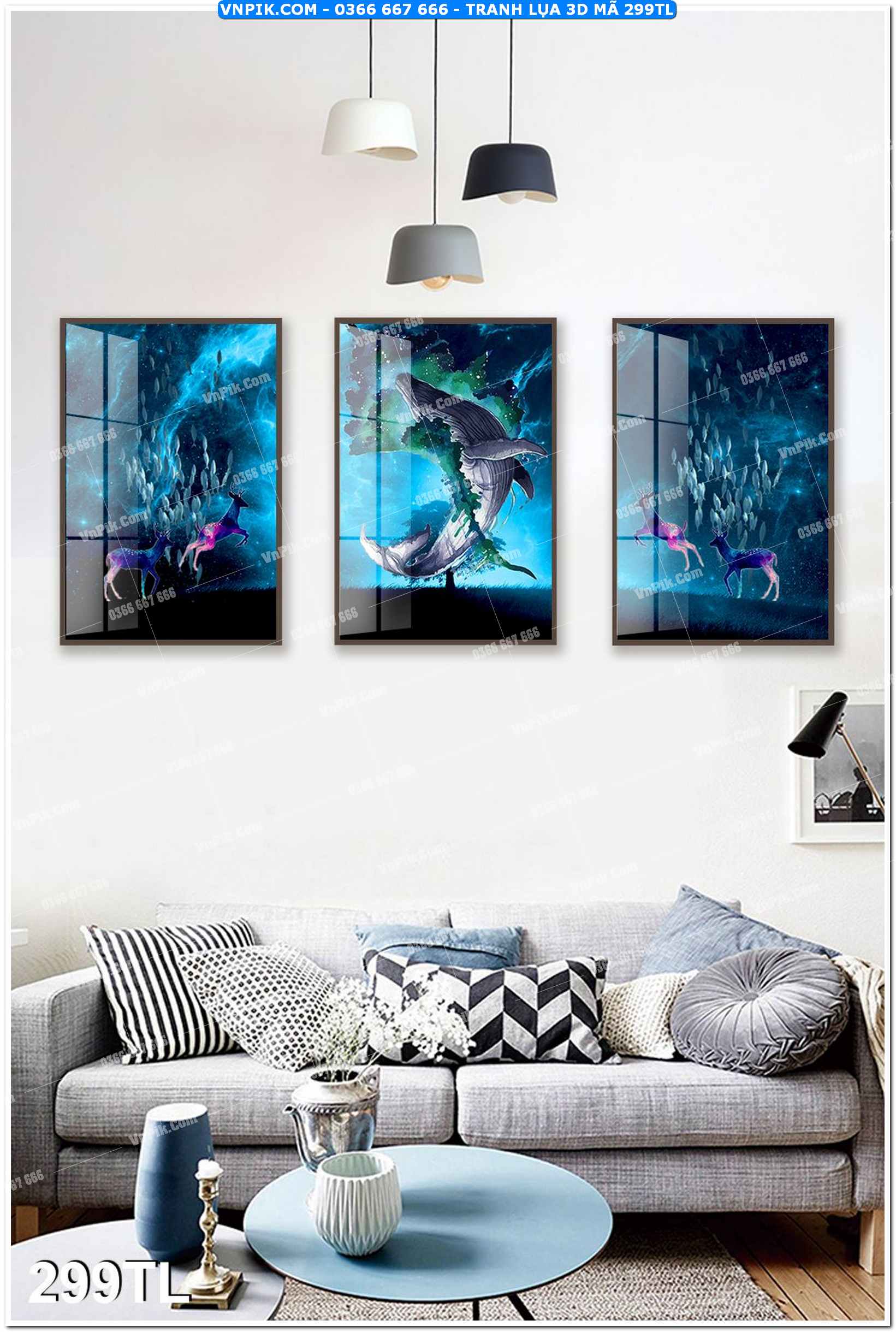 Tranh lụa 3D – Tranh trang trí dán tường 299TL