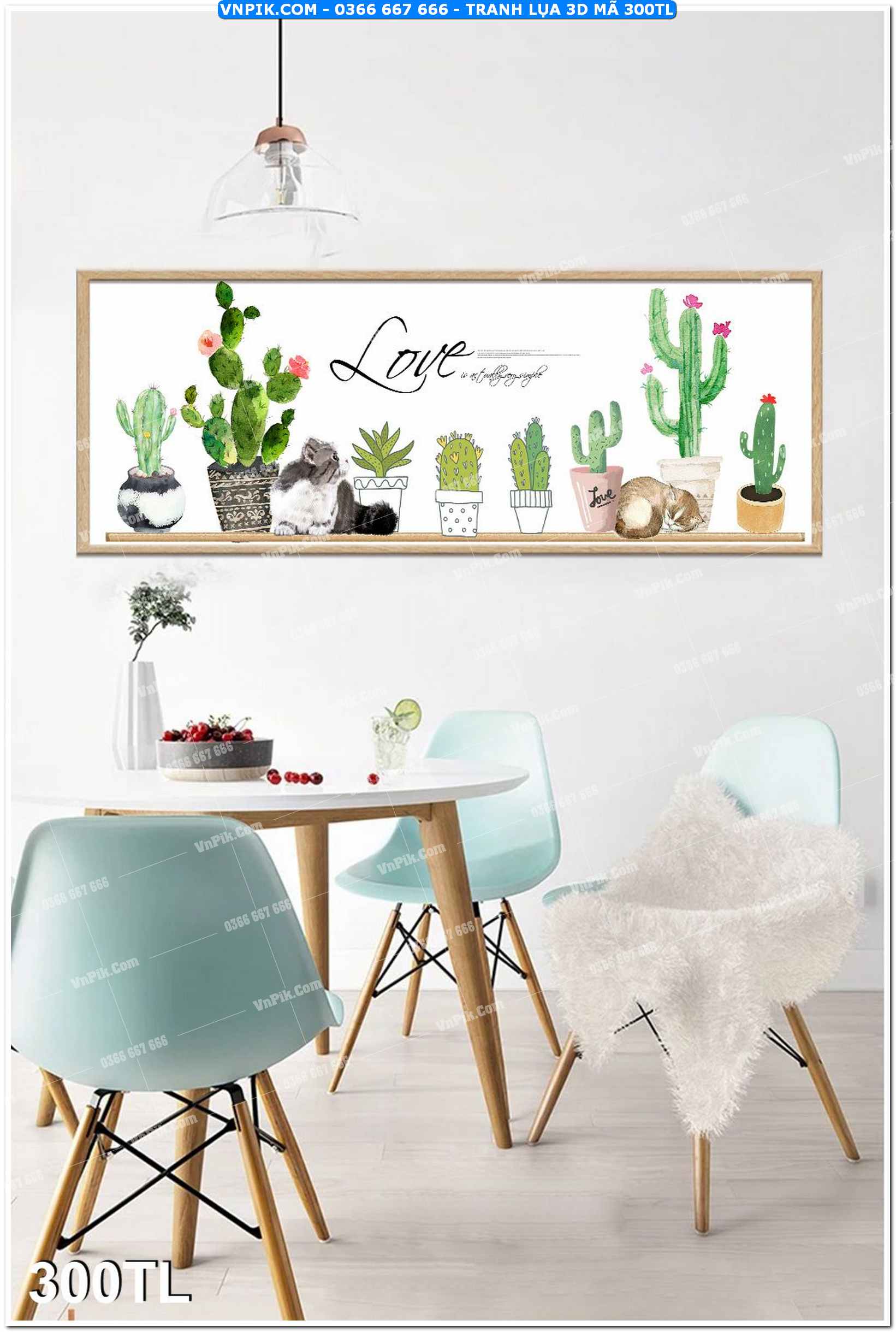 Tranh lụa 3D – Tranh trang trí dán tường 300TL