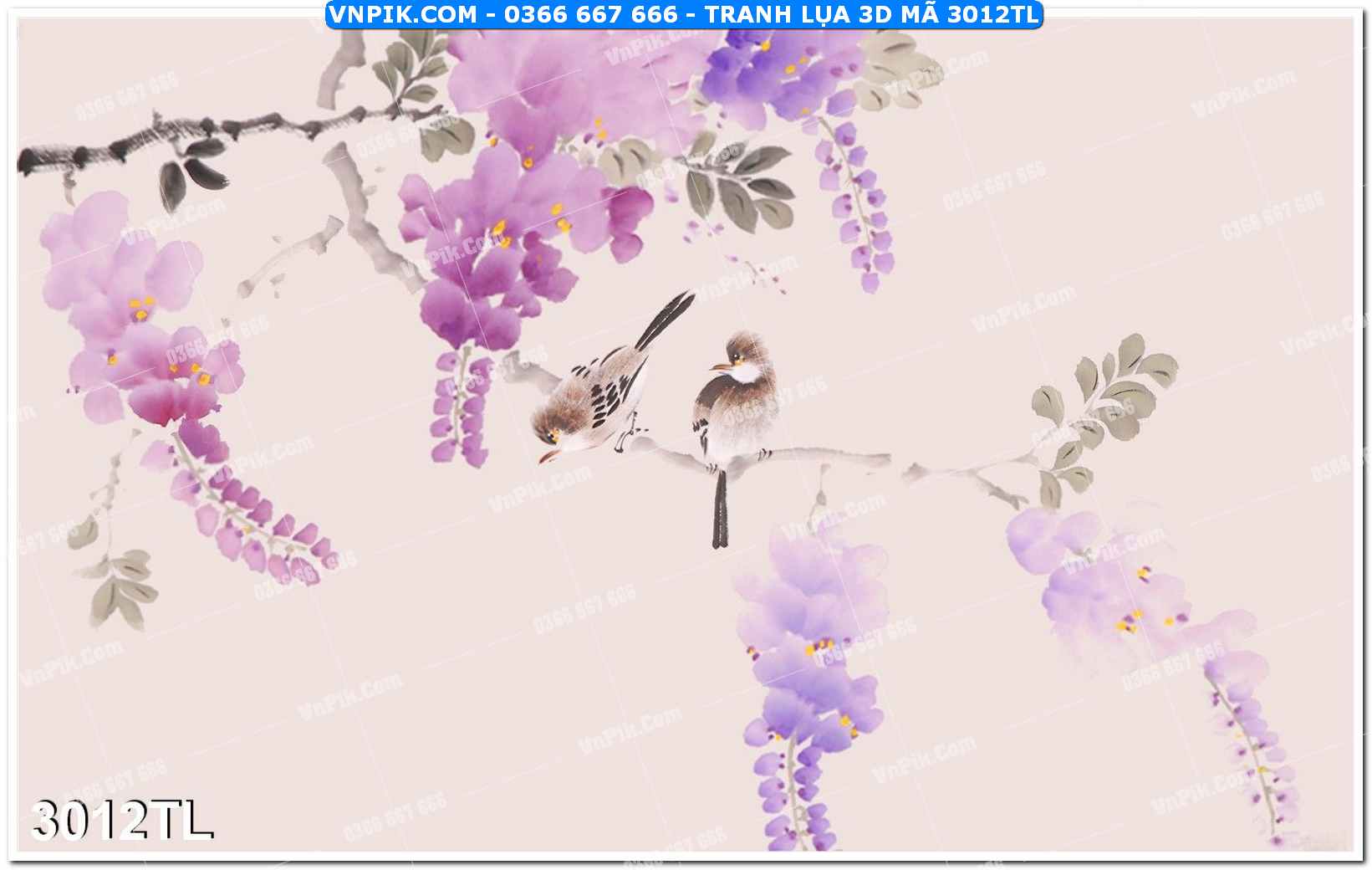 Tranh lụa 3D – Tranh trang trí dán tường 3012TL