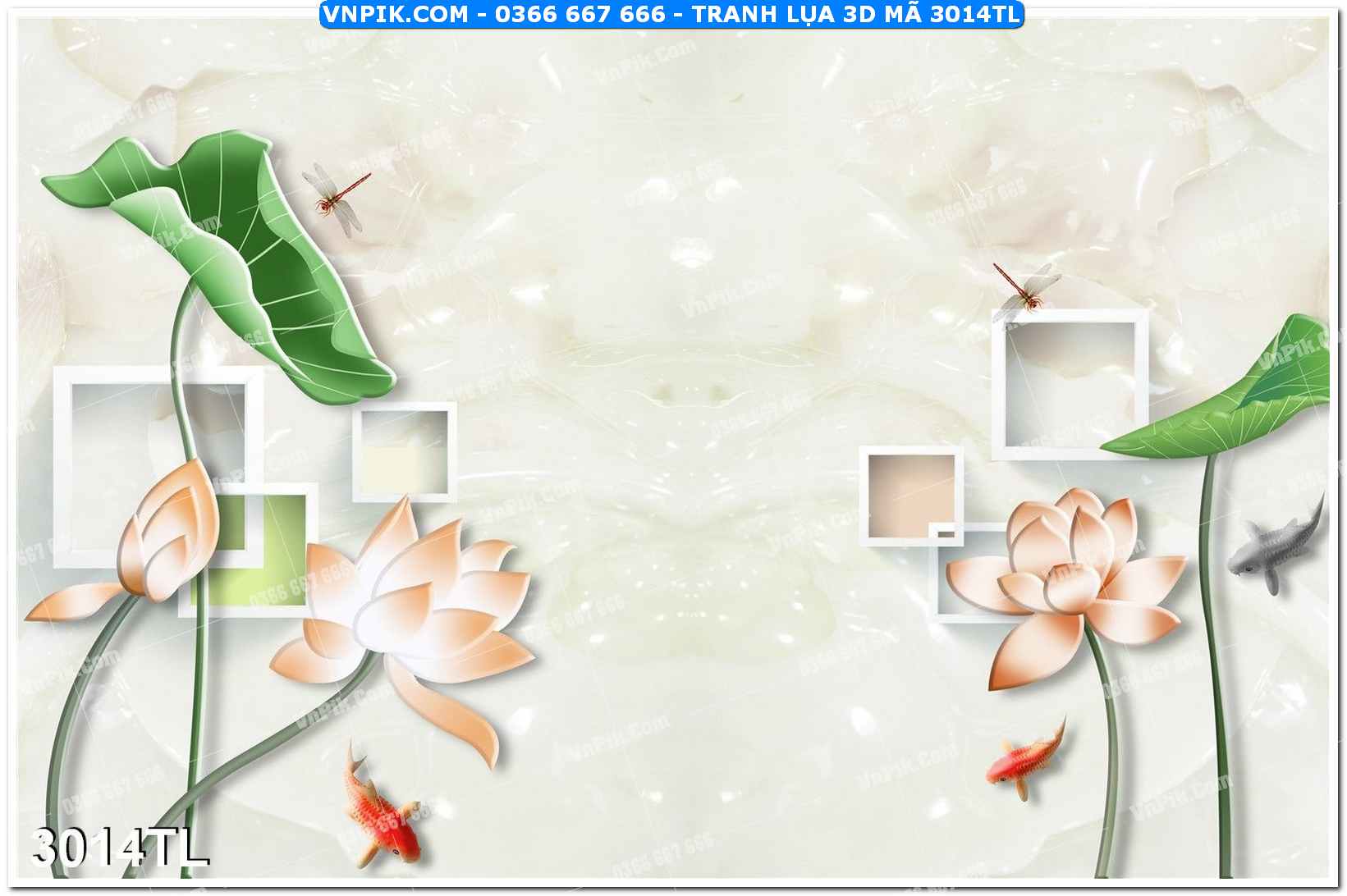 Tranh lụa 3D – Tranh trang trí dán tường 3014TL