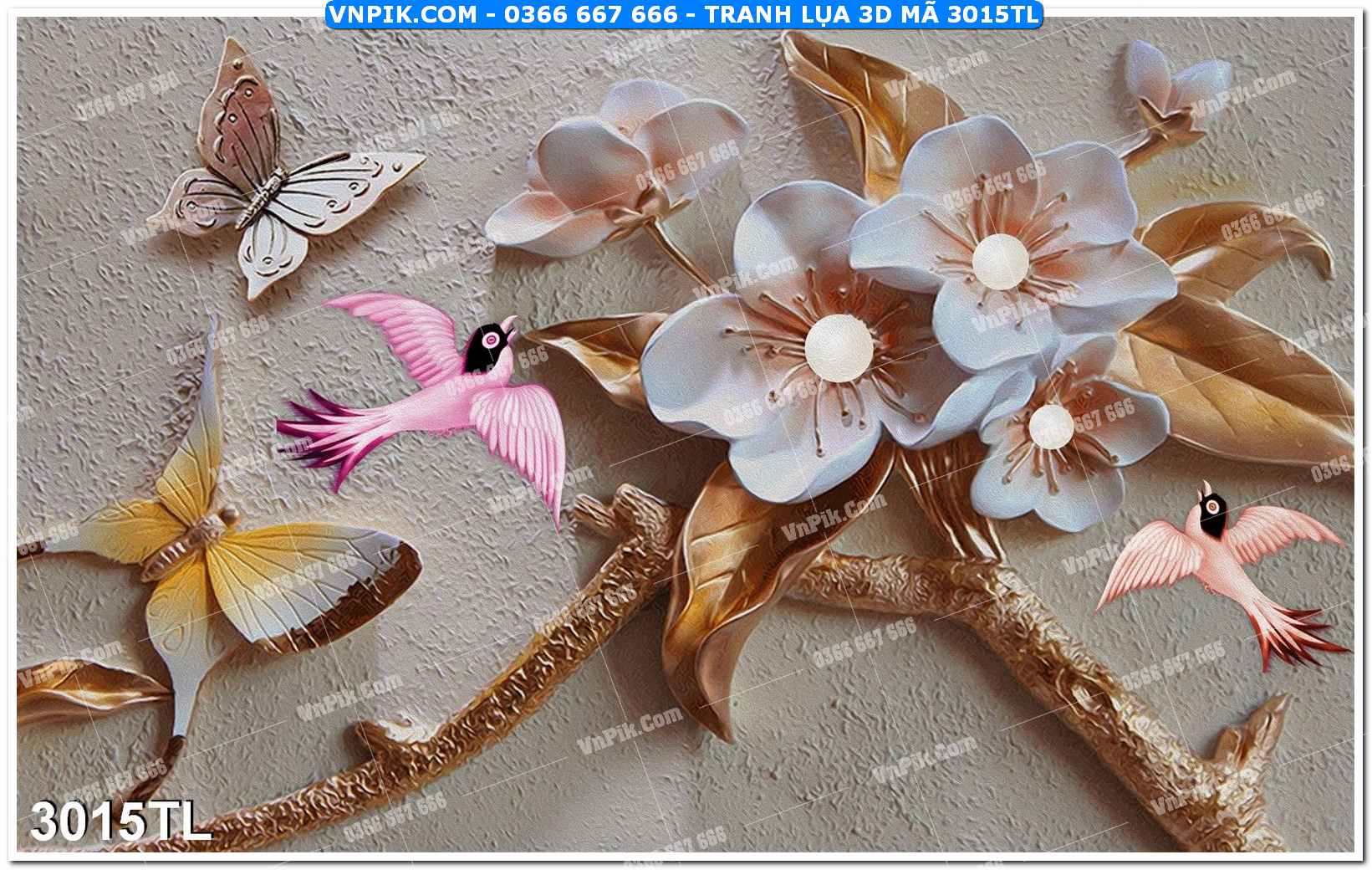 Tranh lụa 3D – Tranh trang trí dán tường 3015TL