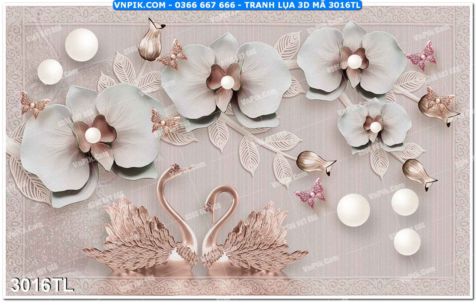 Tranh lụa 3D – Tranh trang trí dán tường 3016TL