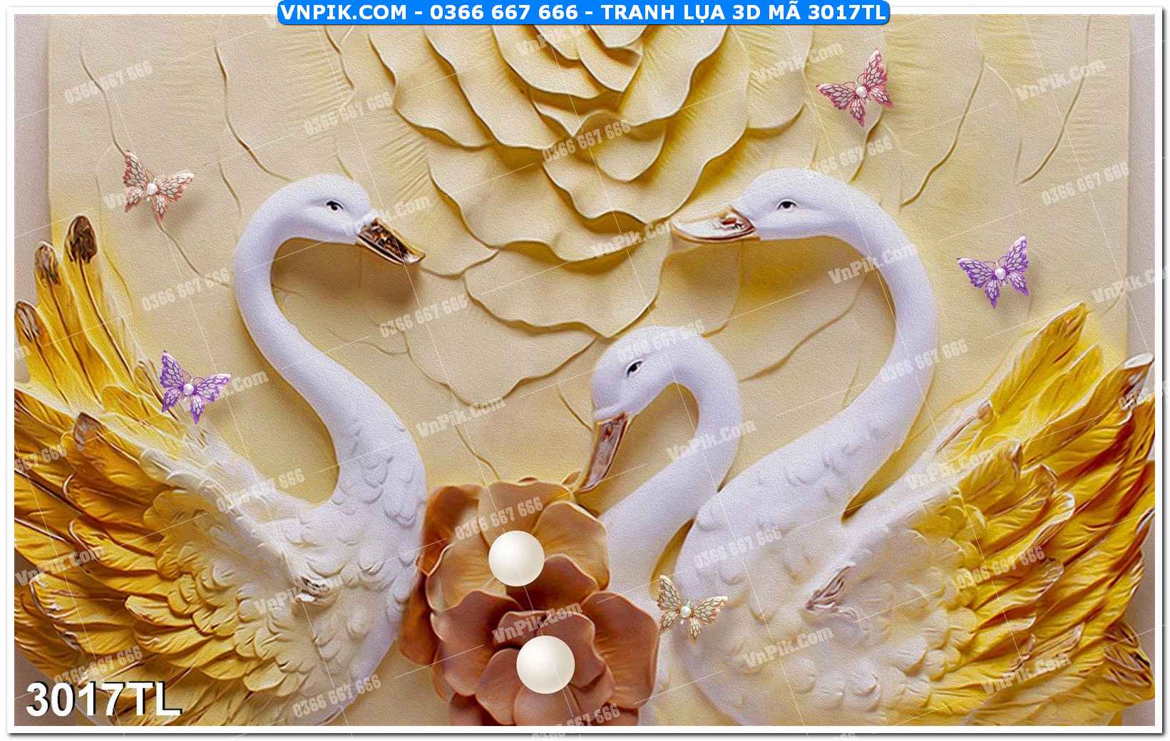 Tranh lụa 3D – Tranh trang trí dán tường 3017TL