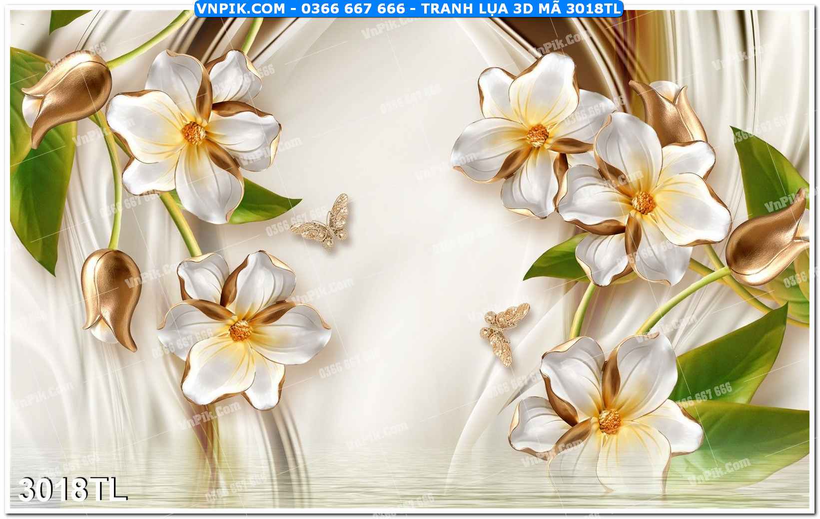 Tranh lụa 3D – Tranh trang trí dán tường 3018TL