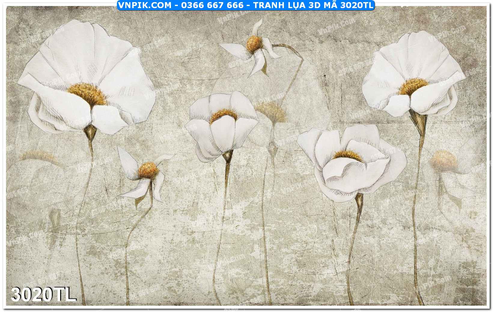 Tranh lụa 3D – Tranh trang trí dán tường 3020TL
