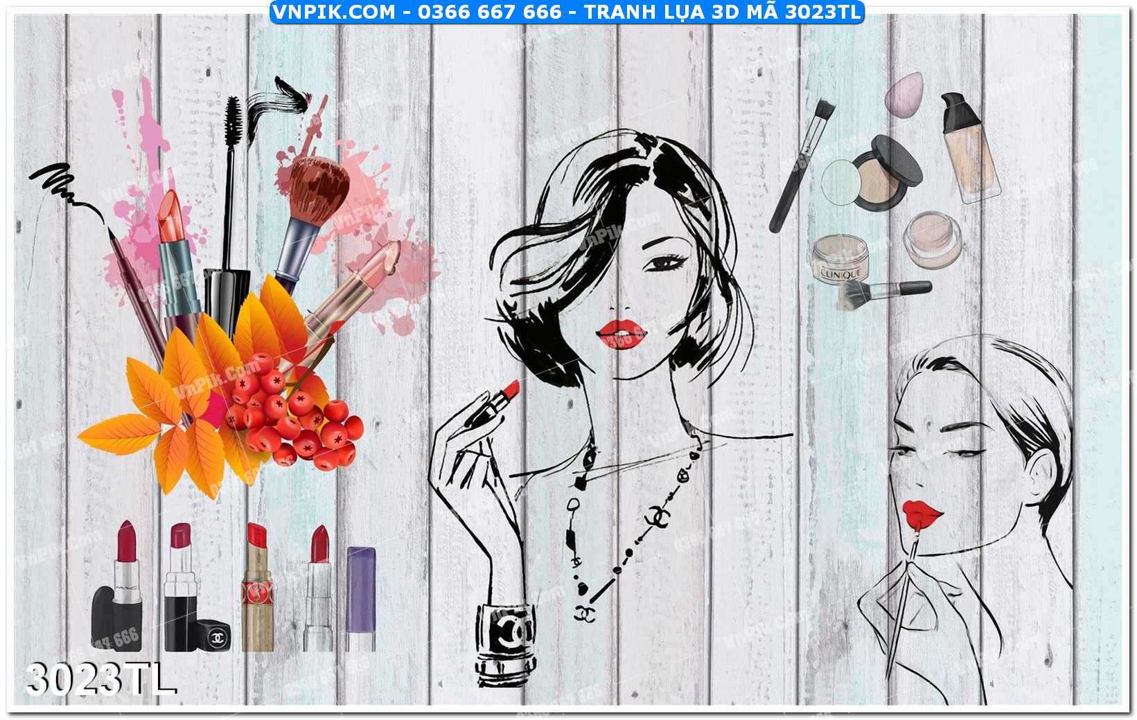 Tranh lụa 3D – Tranh trang trí dán tường 3023TL