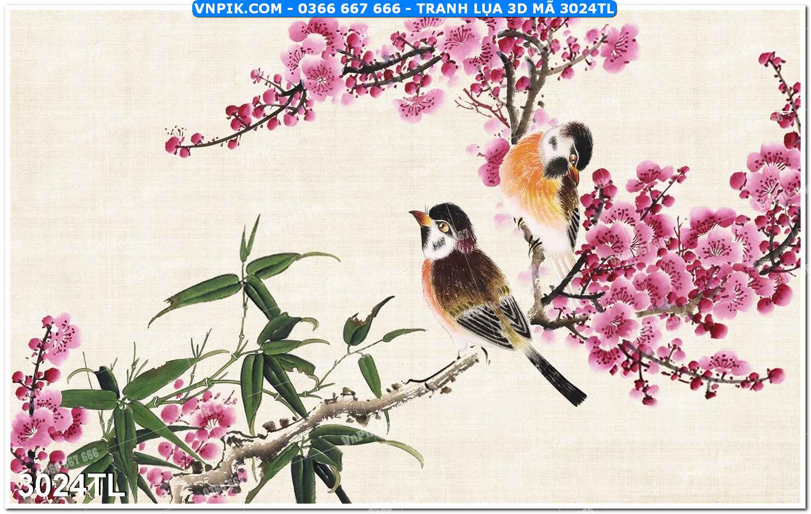 Tranh lụa 3D – Tranh trang trí dán tường 3024TL