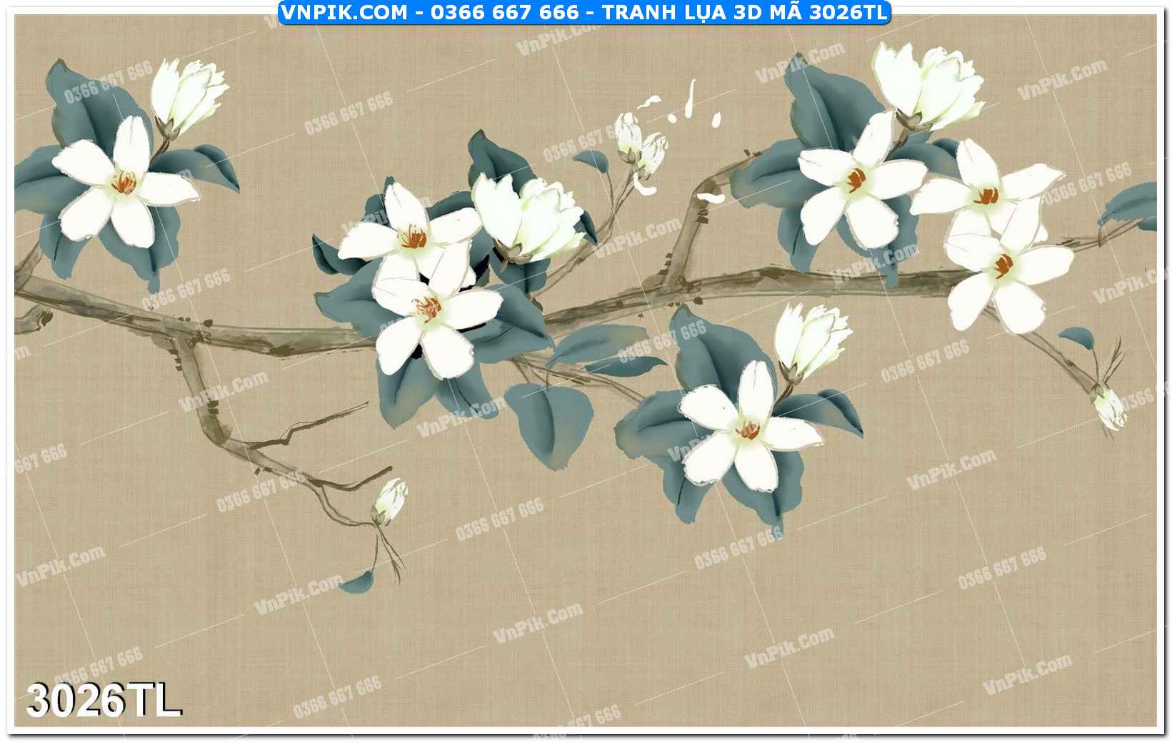 Tranh lụa 3D – Tranh trang trí dán tường 3026TL