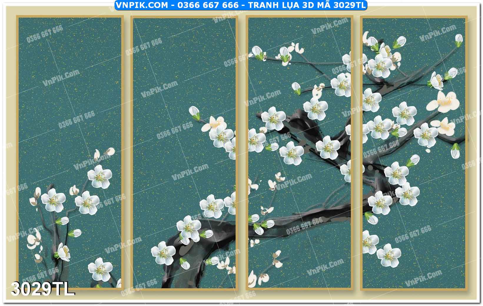 Tranh lụa 3D – Tranh trang trí dán tường 3029TL