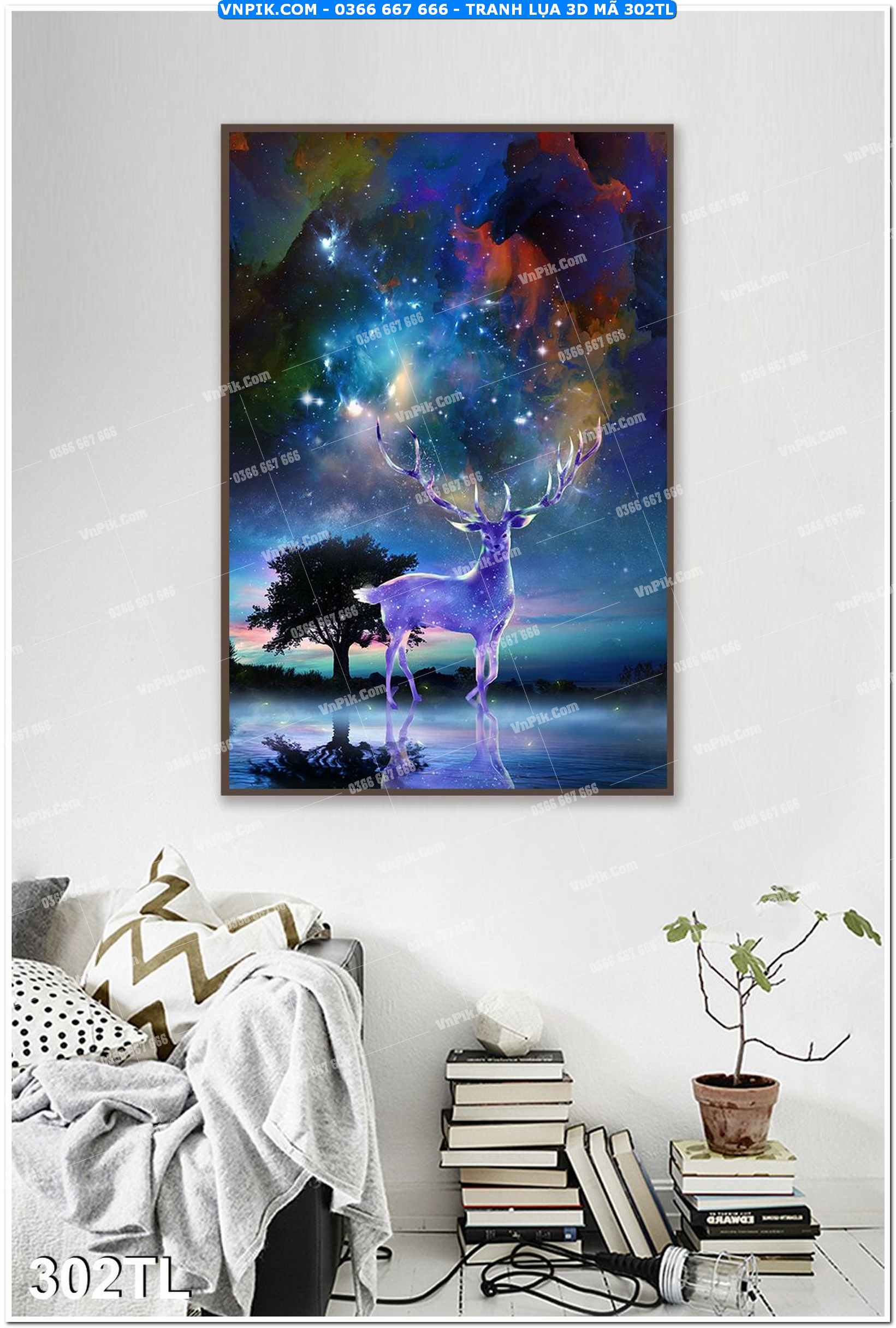 Tranh lụa 3D – Tranh trang trí dán tường 302TL