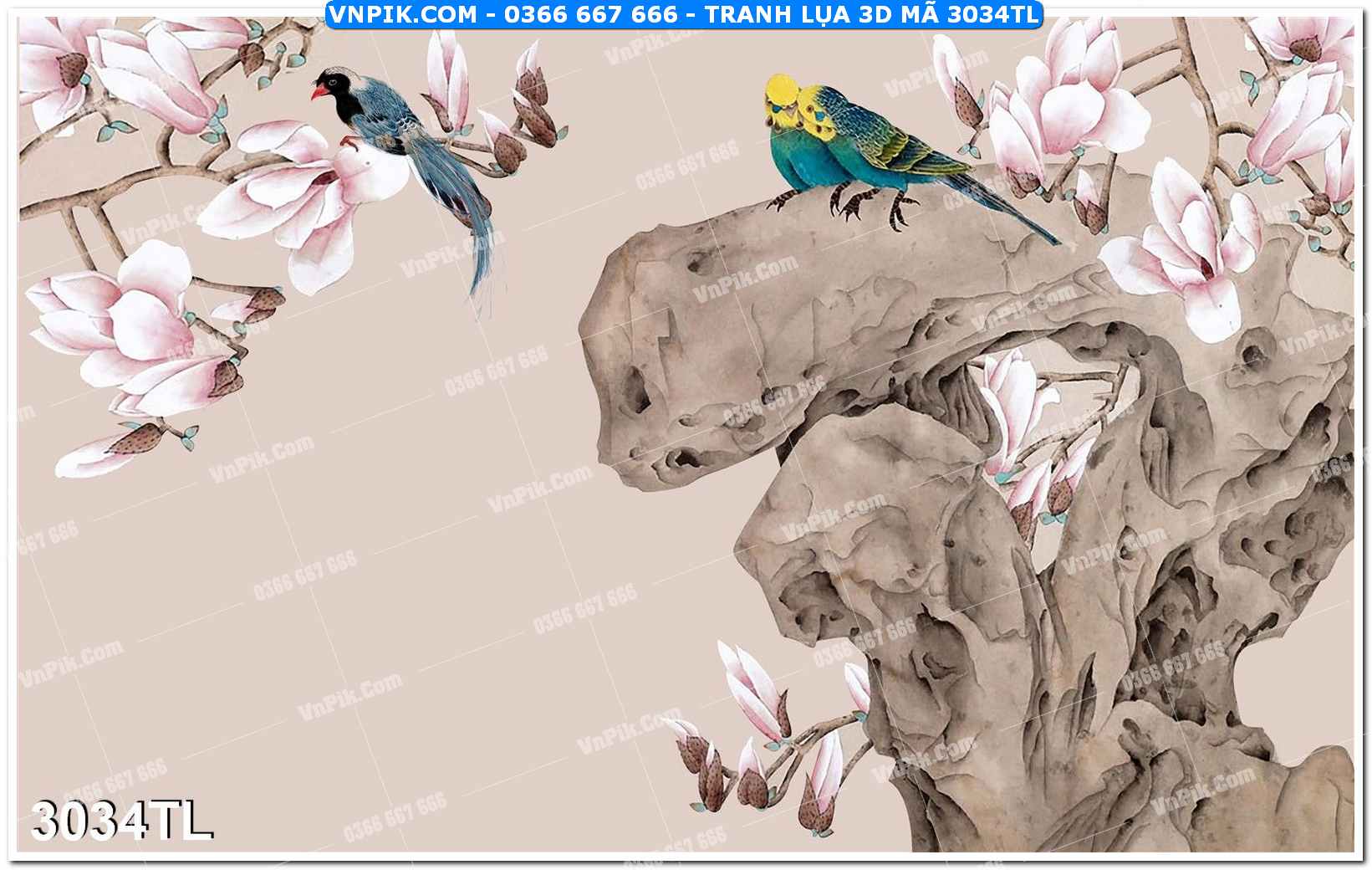 Tranh lụa 3D – Tranh trang trí dán tường 3034TL
